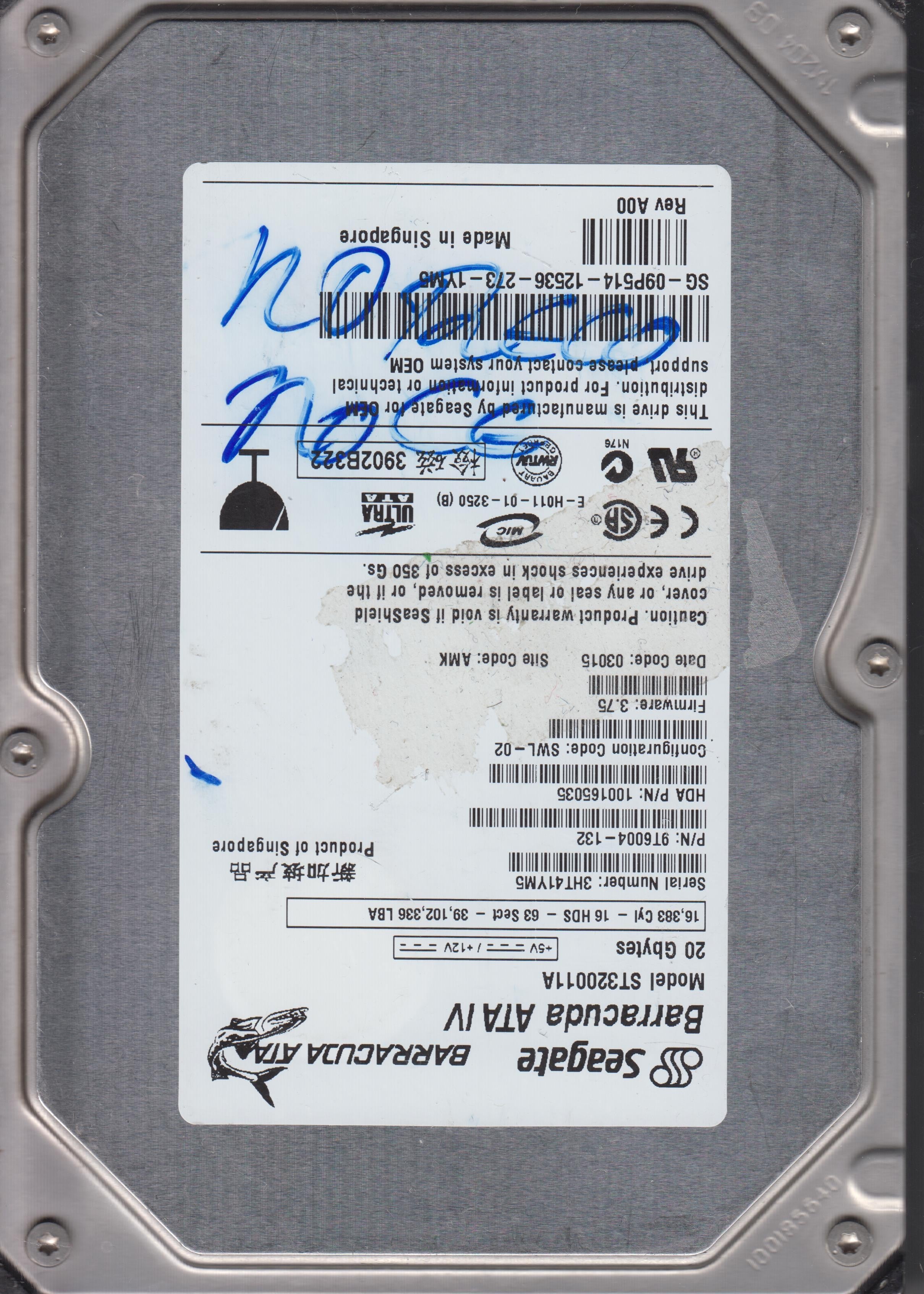 SEAGATE ST320011A  P/N9T6004-132 100192507 REV A PCB