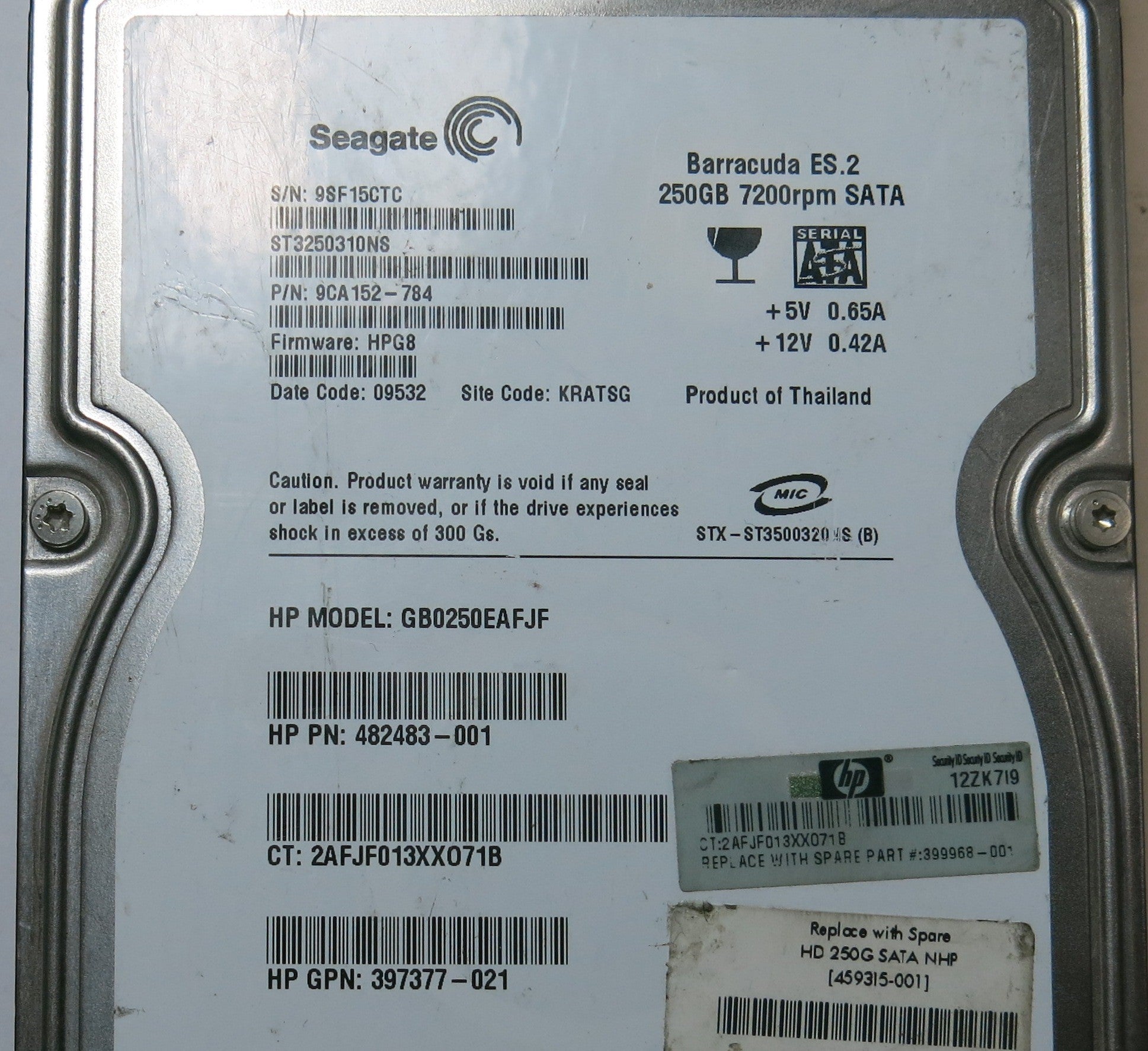 SEAGATE ST3250310NS FW HPG8 100475720 REV A PCB