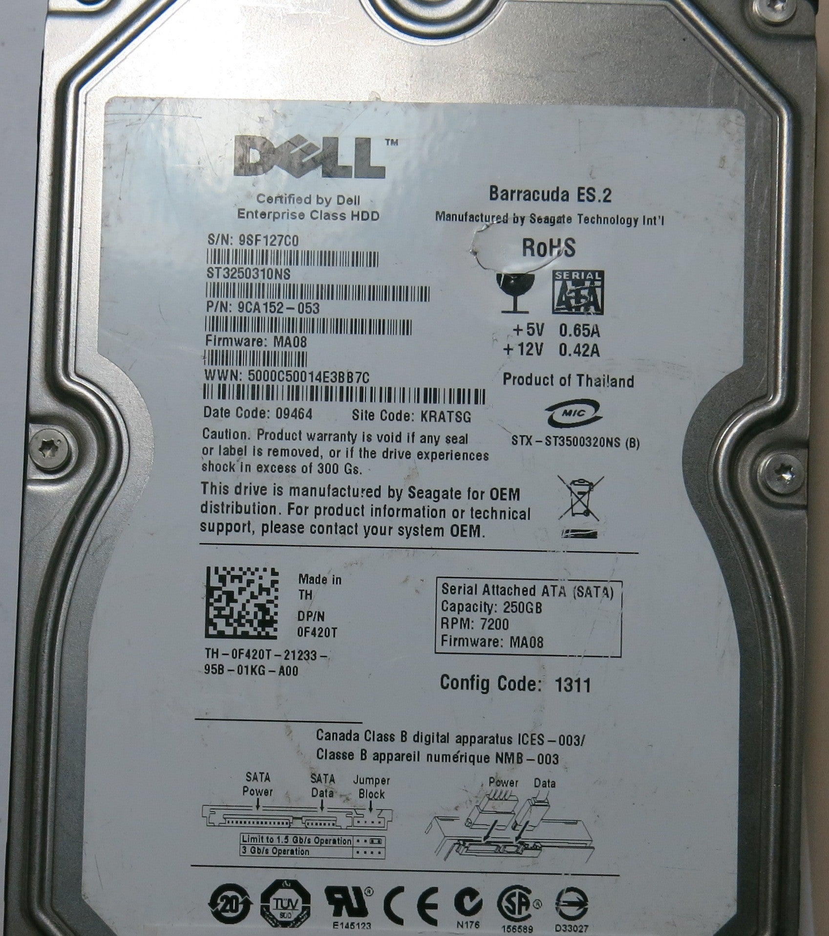 SEAGATE ST3250310NS FW MA08 100475720 REV A PCB