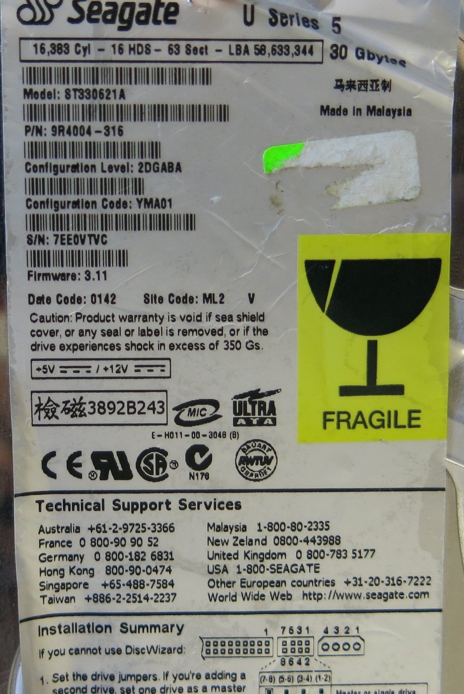 SEAGATE ST330621A P/N 9R4004-316 PCB 100104617 REV B