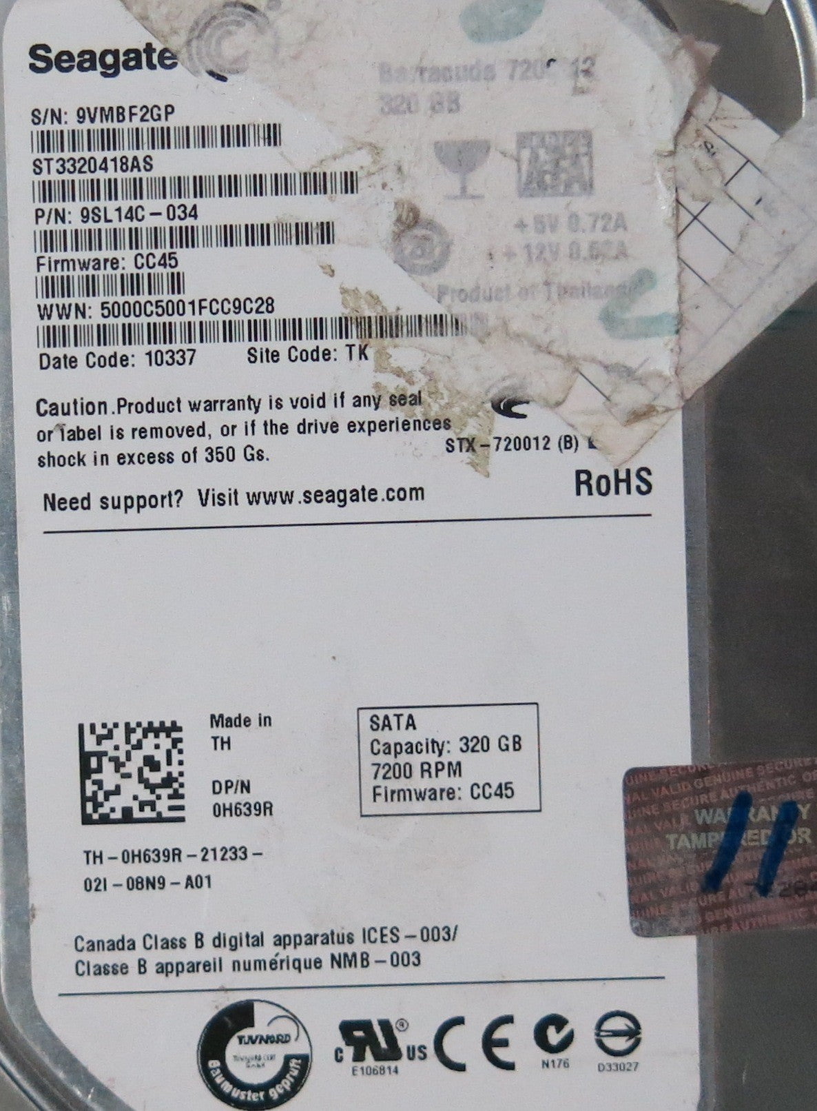 SEAGATE ST3320418AS, CC45 PCB
