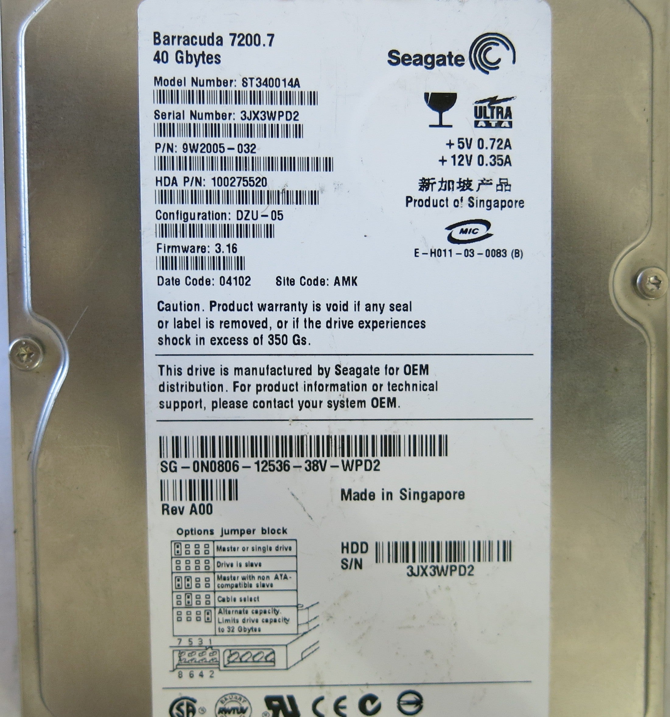 SEAGATE ST340014 100277699 REV A PCB