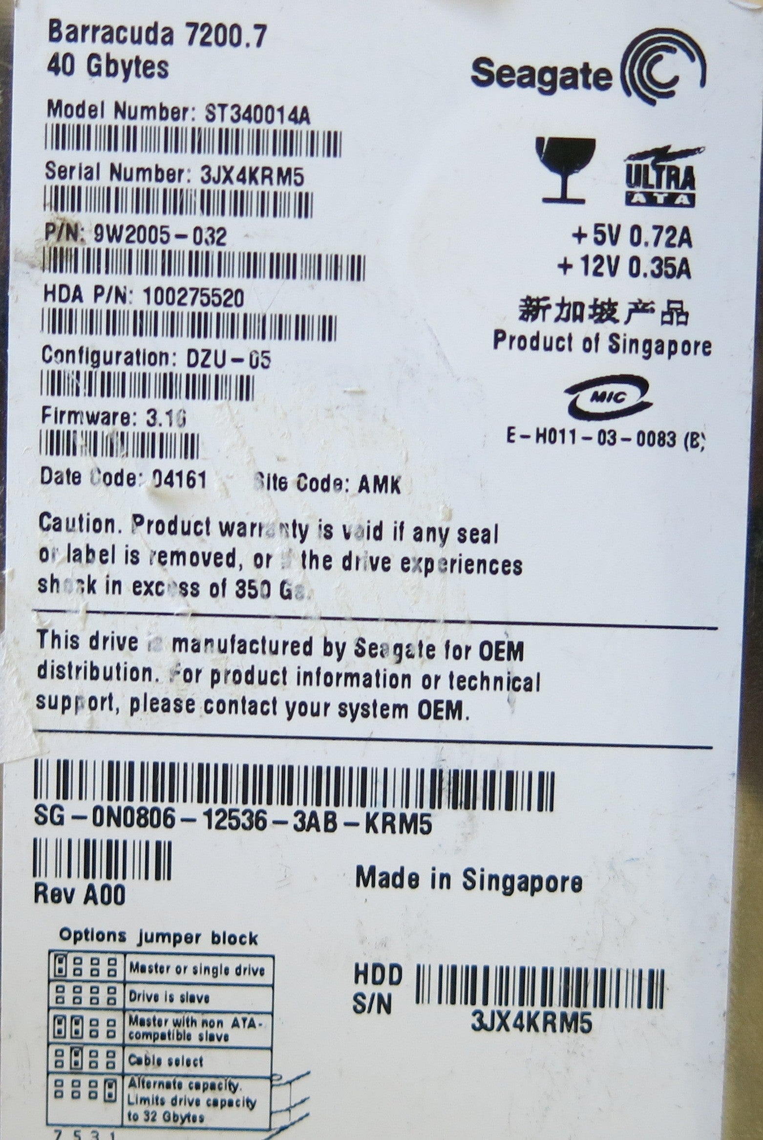 SEAGATE ST340014A 100277699 REV A PCB