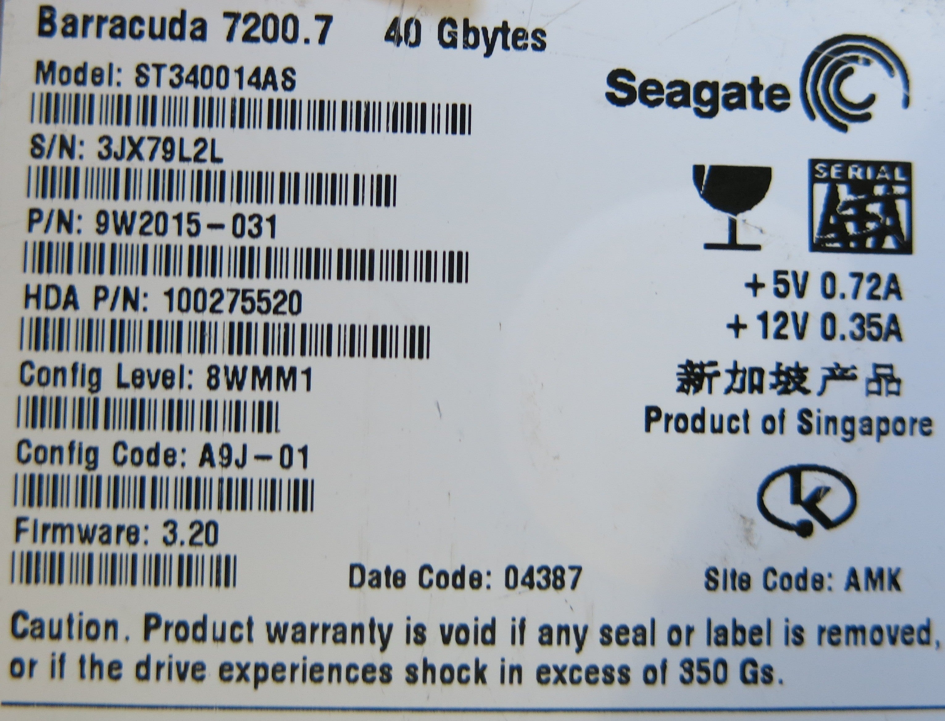 SEAGATE ST340014AS 100306336 REV A PCB