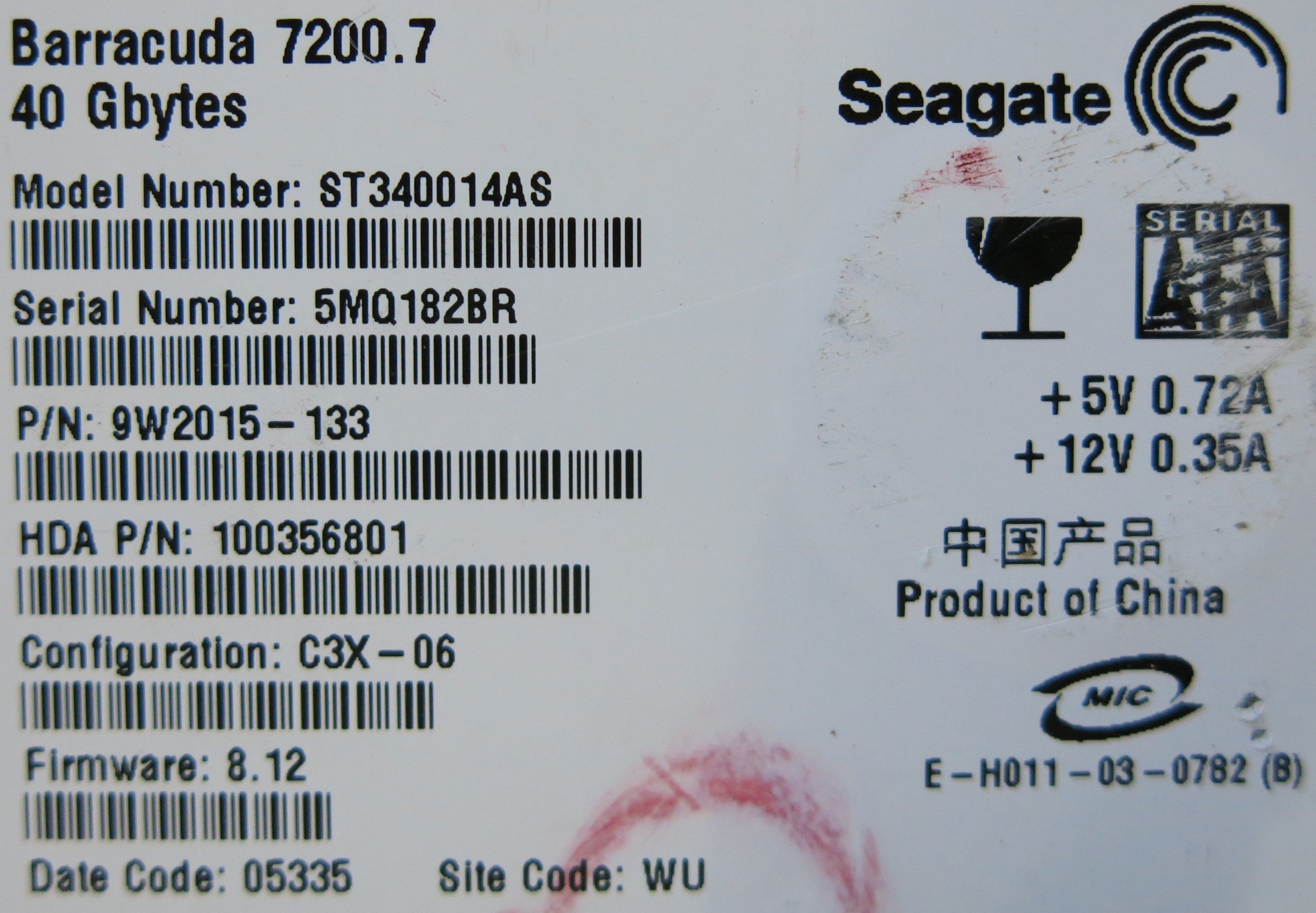 SEAGATE ST340014AS 100331803 REV 1 PCB