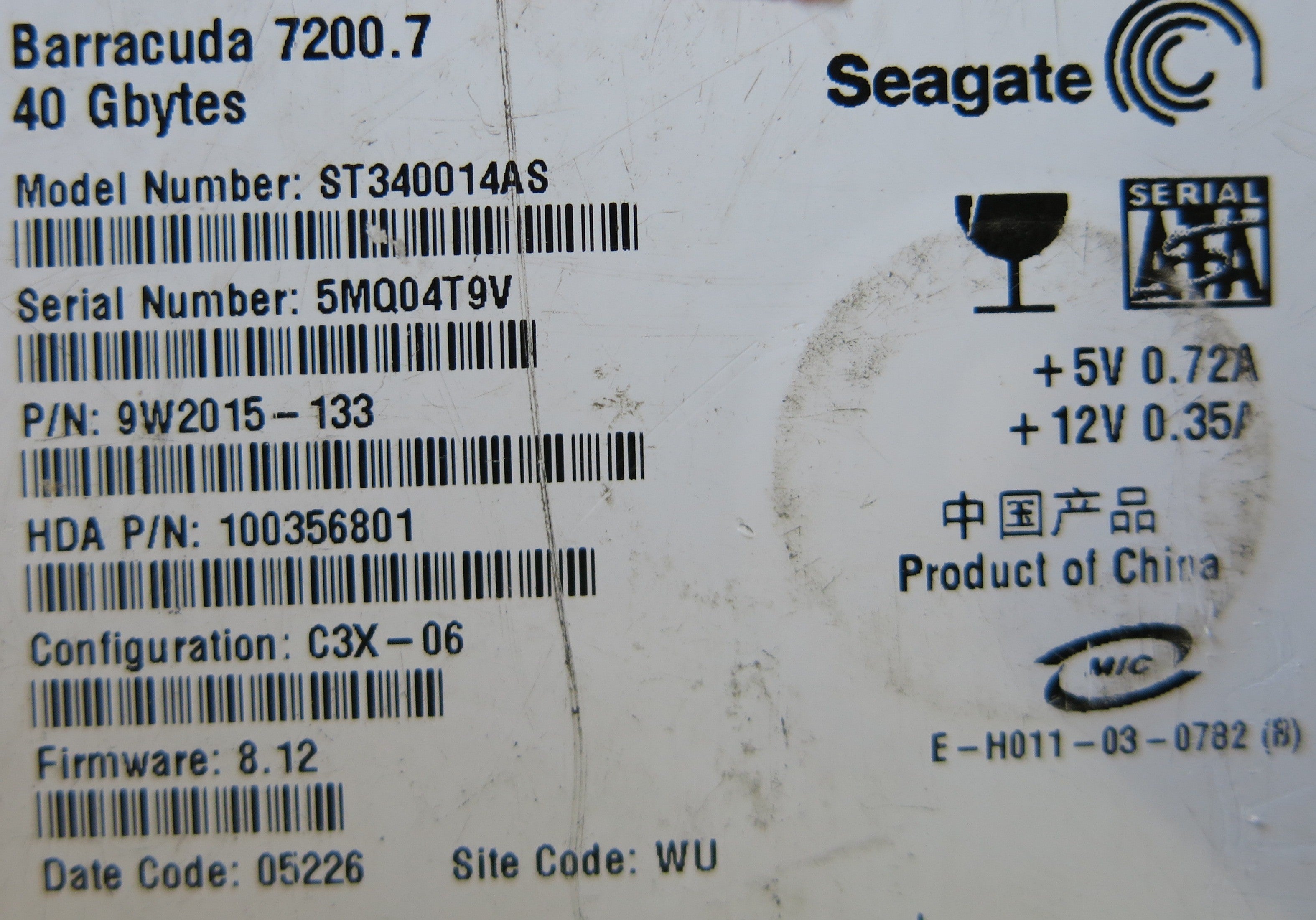 SEAGATE ST340014AS 100331803 REV 1 PCB