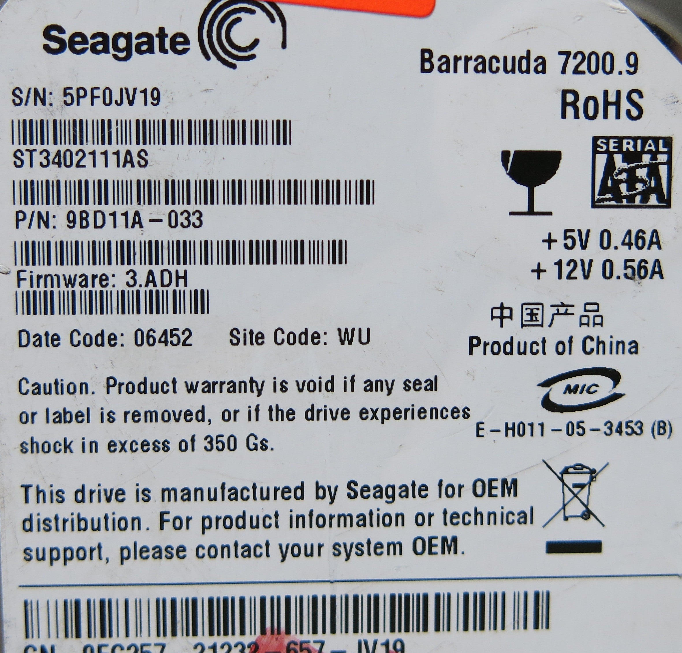 SEAGATE ST3402111AS 100375503 REV B PCB