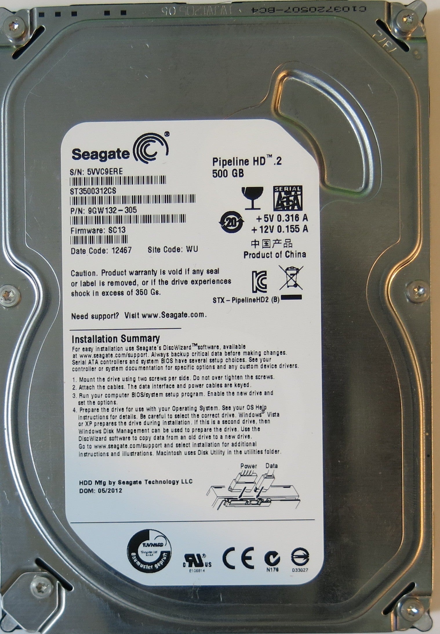 SEAGATE ST3500312CS PCB 100535704 REV C,  500.GB