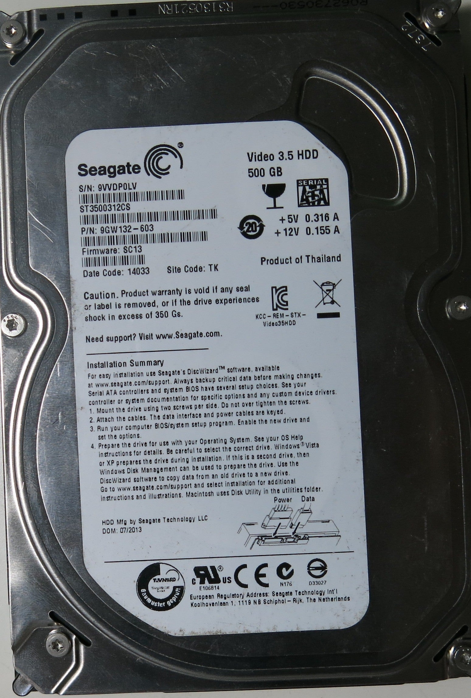 SEAGATE ST3500312CS PCB 100535704 REV C,  500.GB