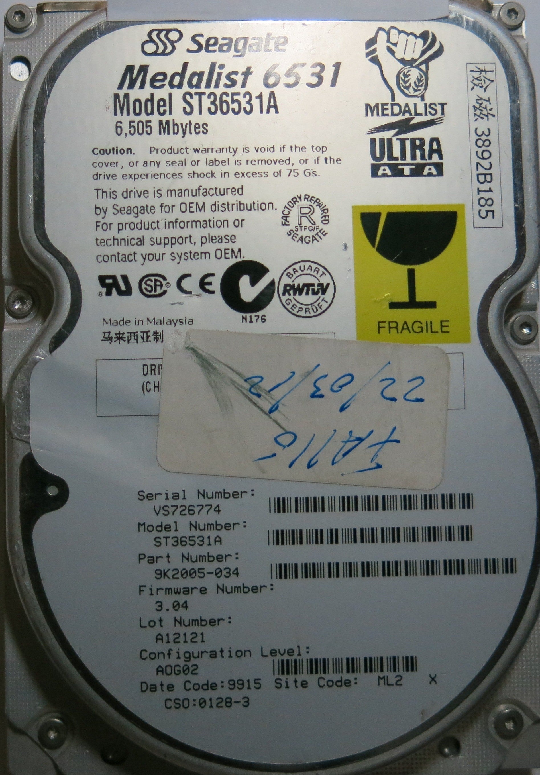 SEAGATE ST36531A FW 3,04 24001411-008 REV 1 PCB