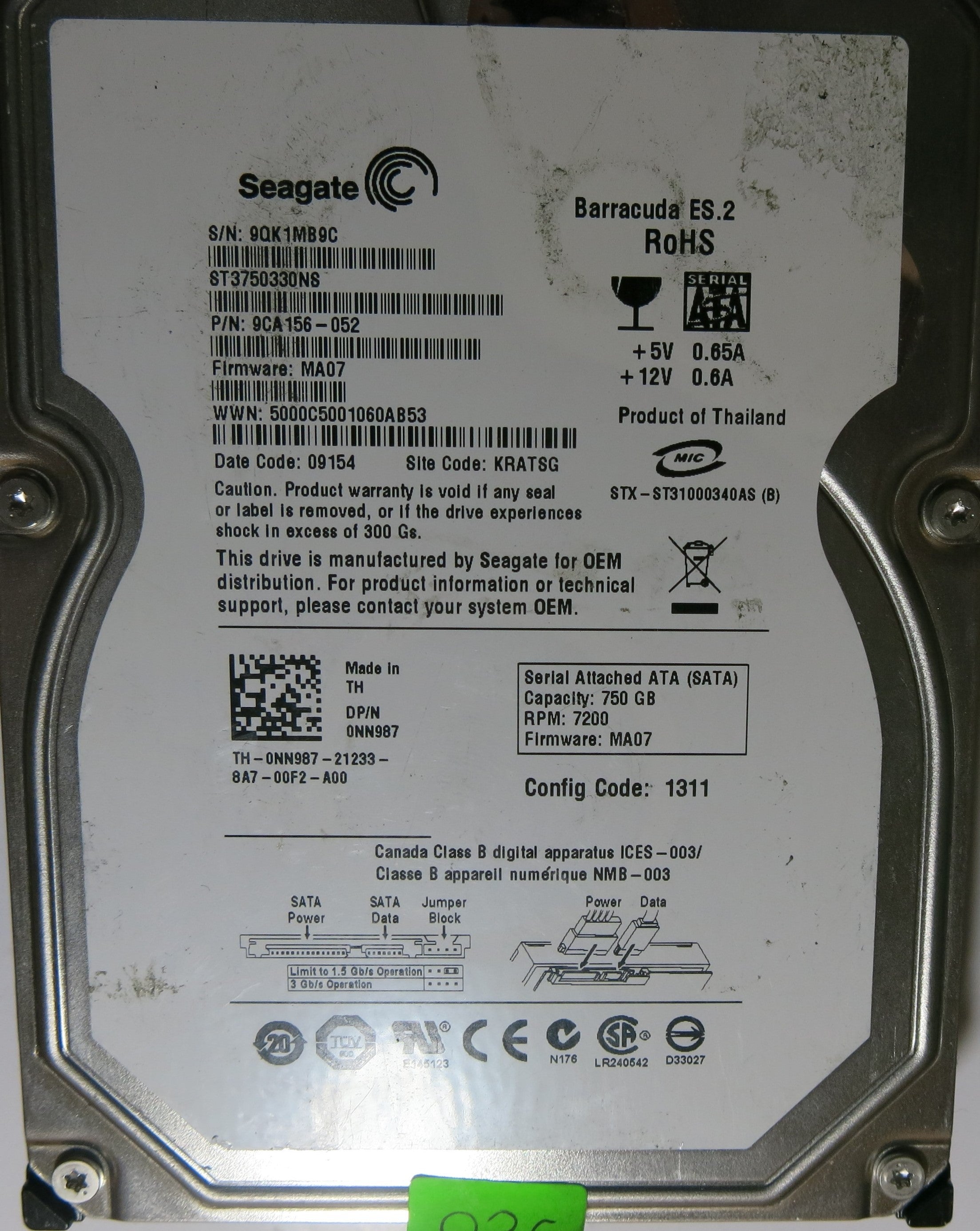 SEAGATE ST3750330NS FW MA07 100466824 REV C PCB