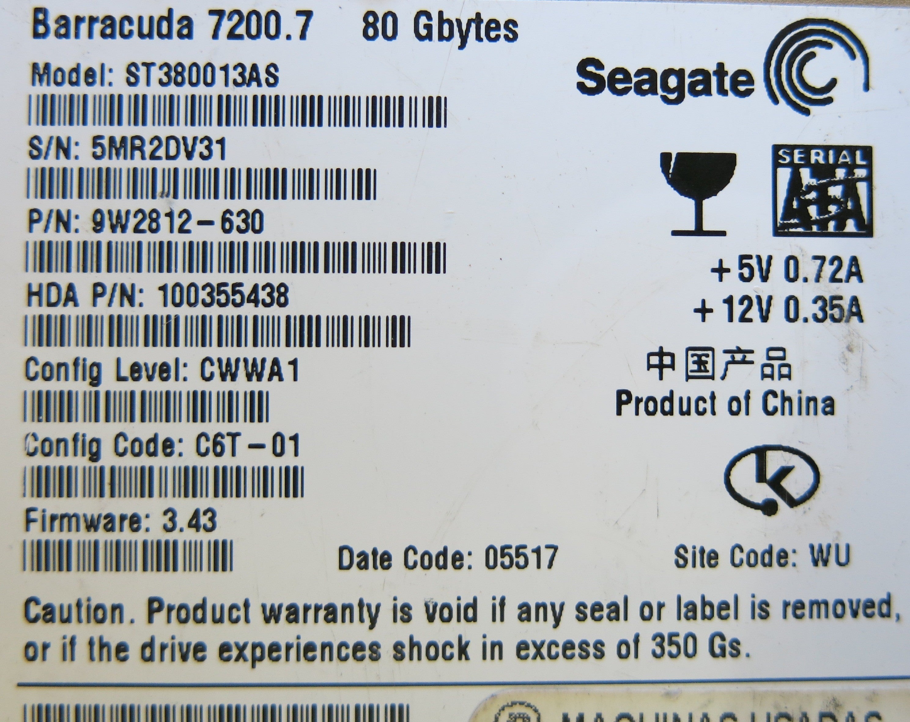SEAGATE ST380013AS 100336321 REV B PCB