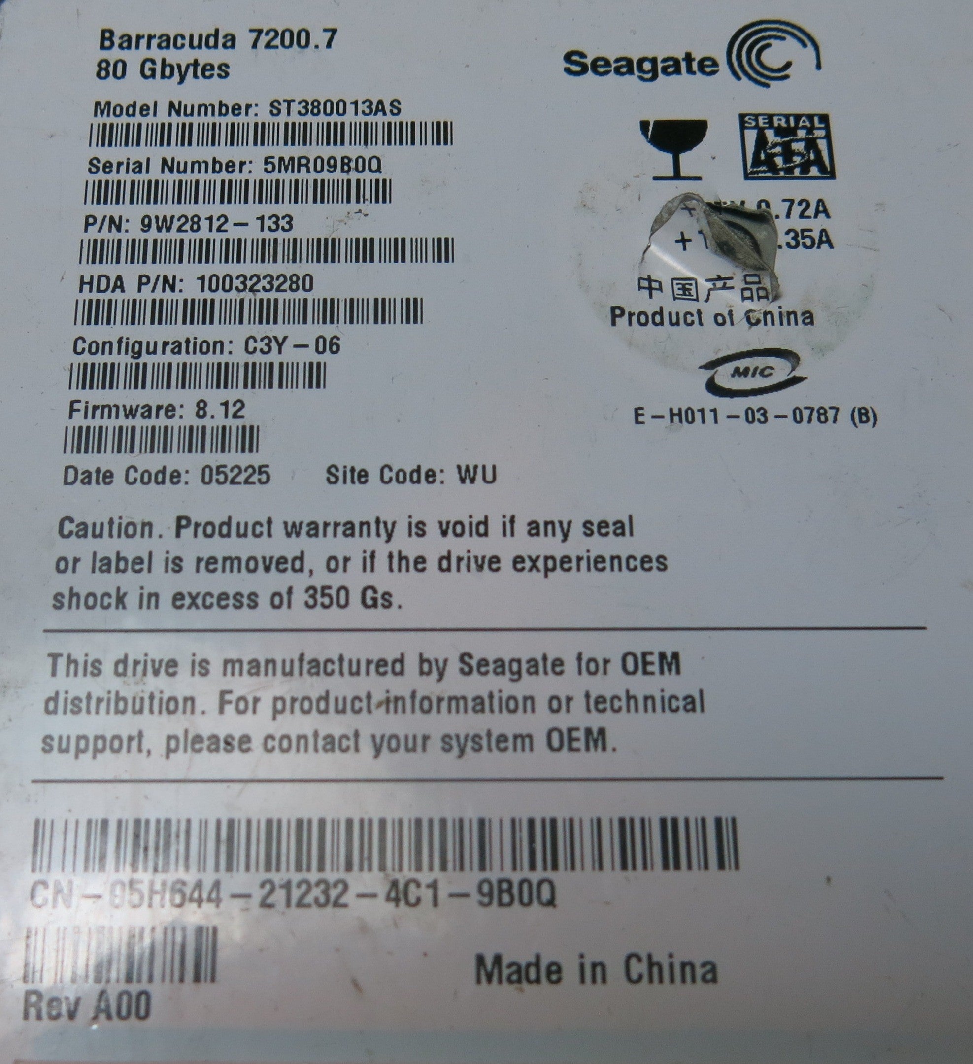 SEAGATE ST380013AS, 8.12 PCB