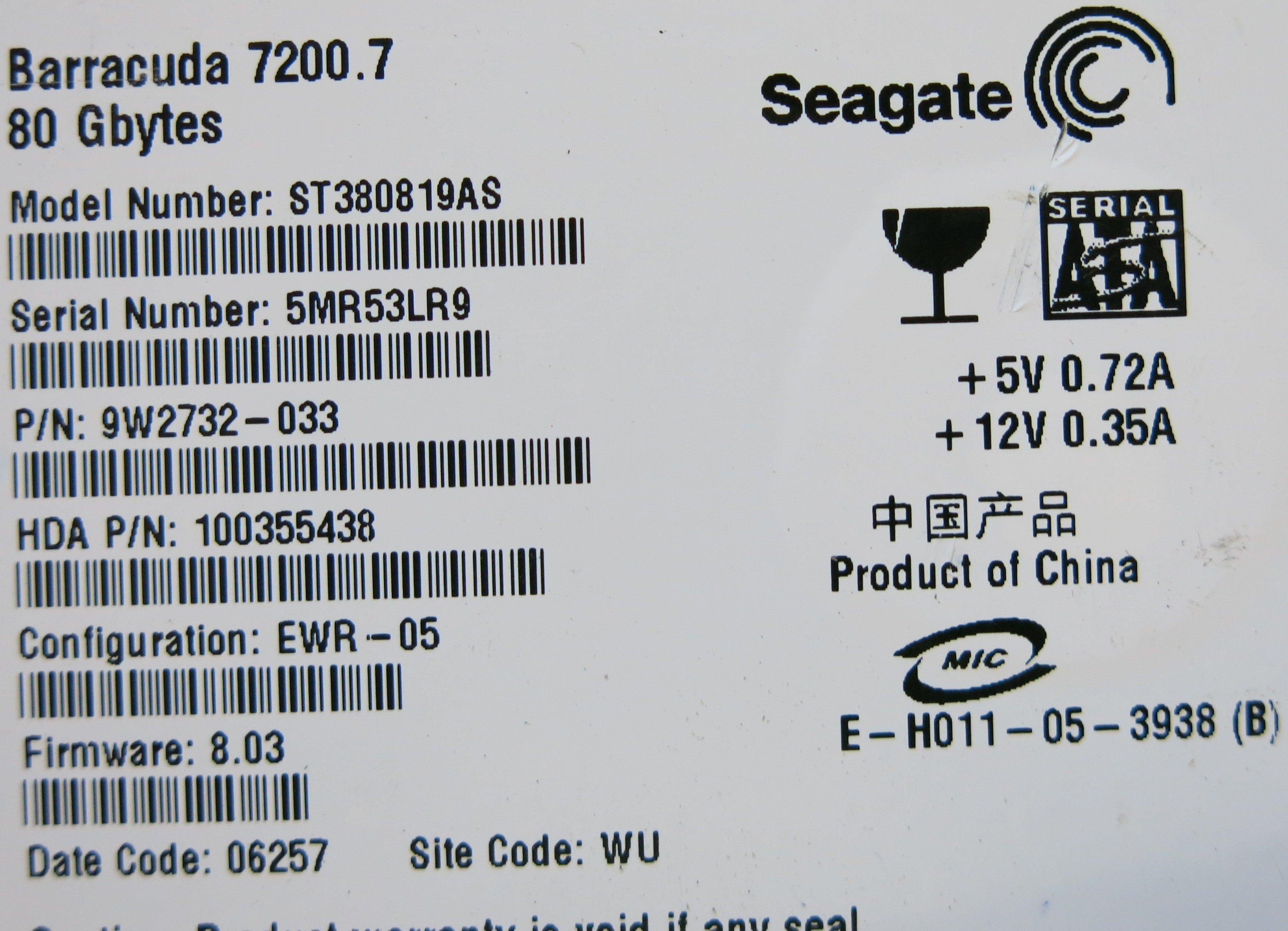 SEAGATE ST380819AS 100331803 REV B PCB