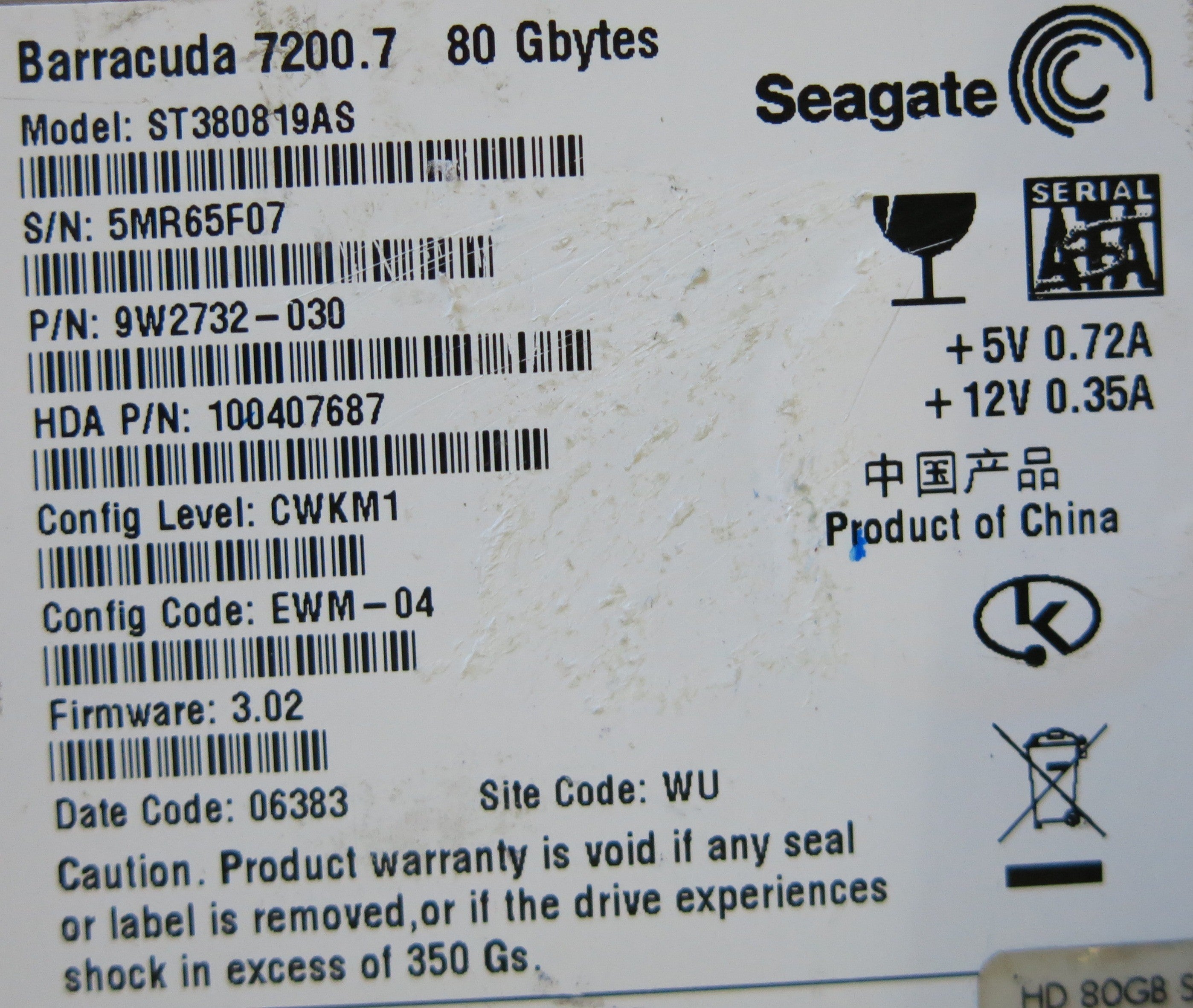 SEAGATE ST380819AS 100331803 REV B PCB