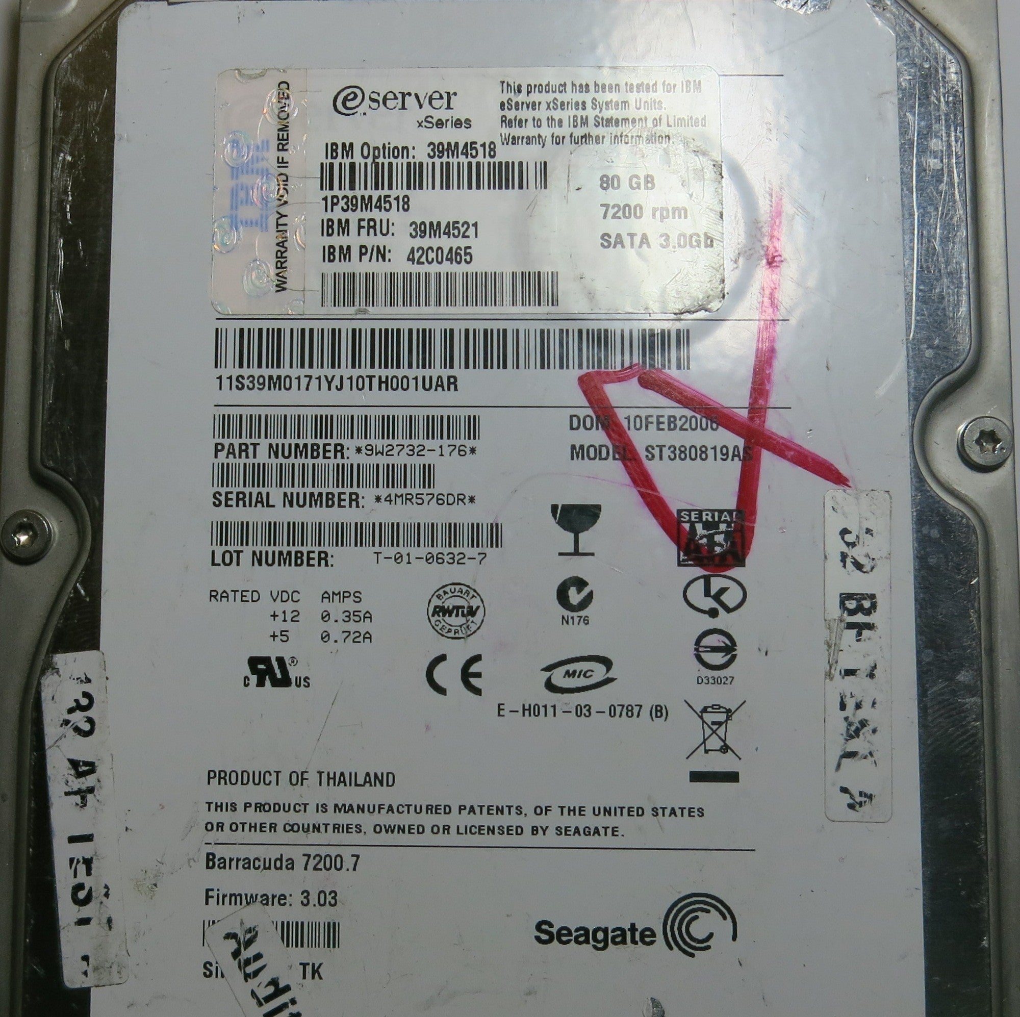 SEAGATE ST380819AS FW 3.03 100331803 REV B PCB