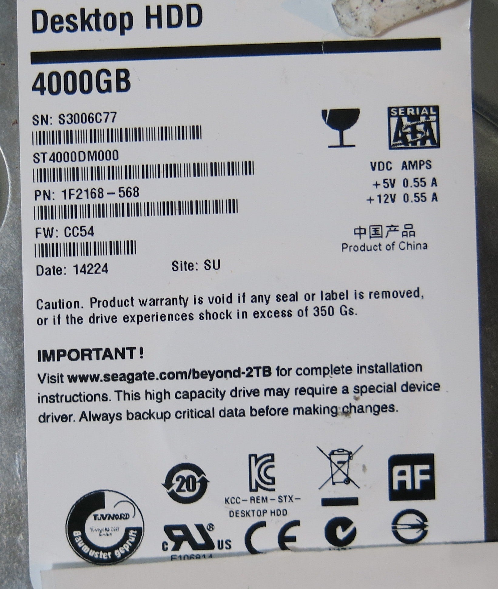 SEAGATE ST4000DM000, CC54 PCB