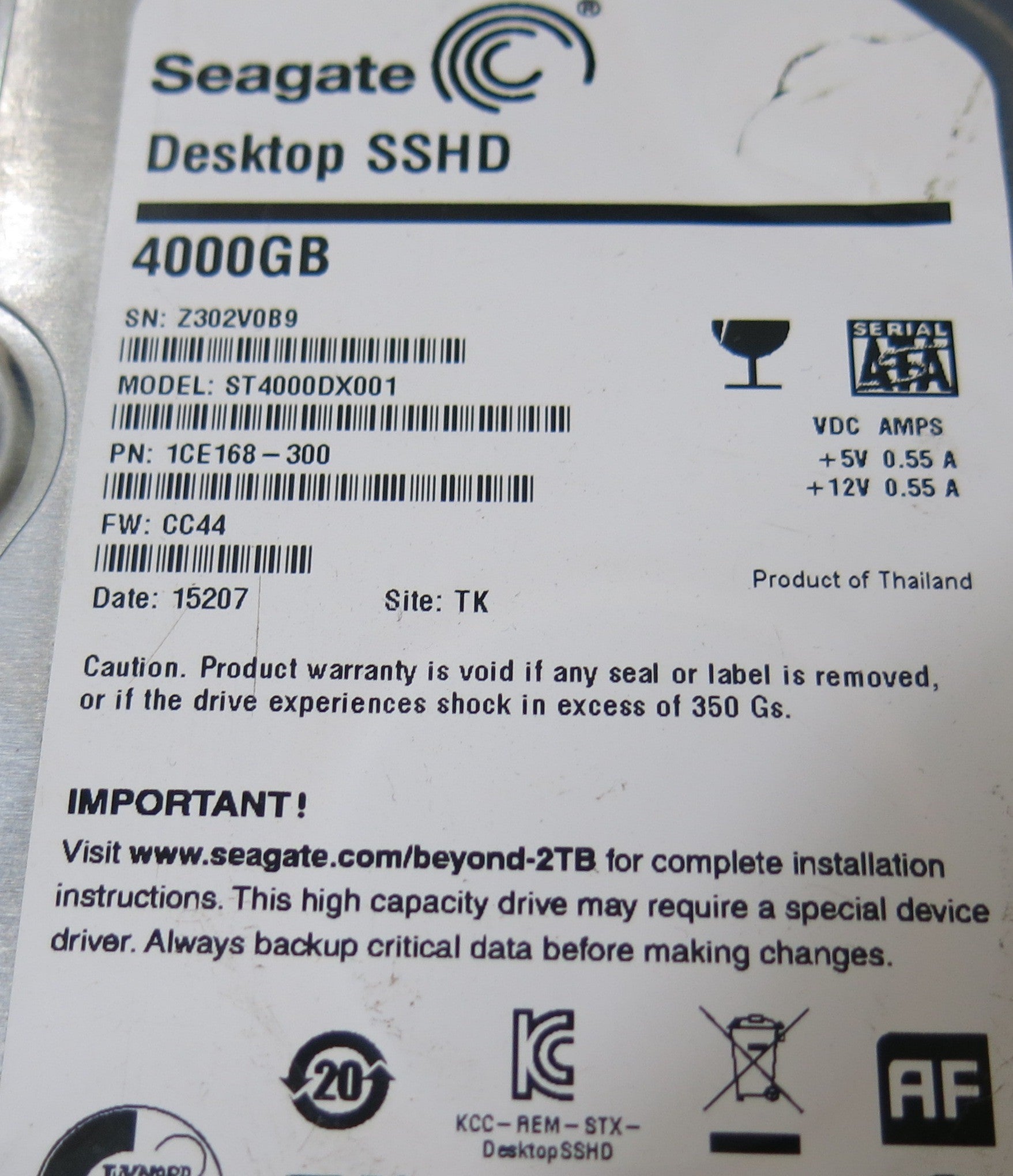 SEAGATE ST4000DX001, CC44 PCB