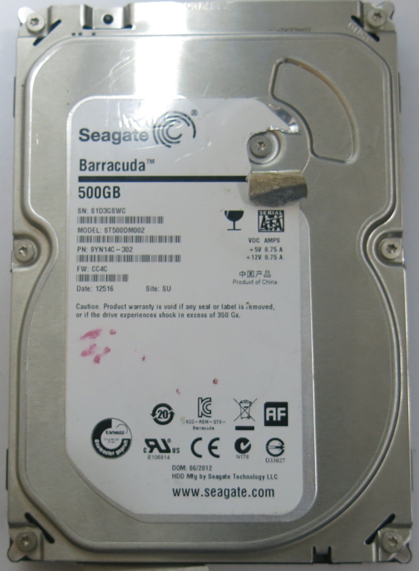 SEAGATE ST500DM002 FW CC4C 100664987 REV B PCB