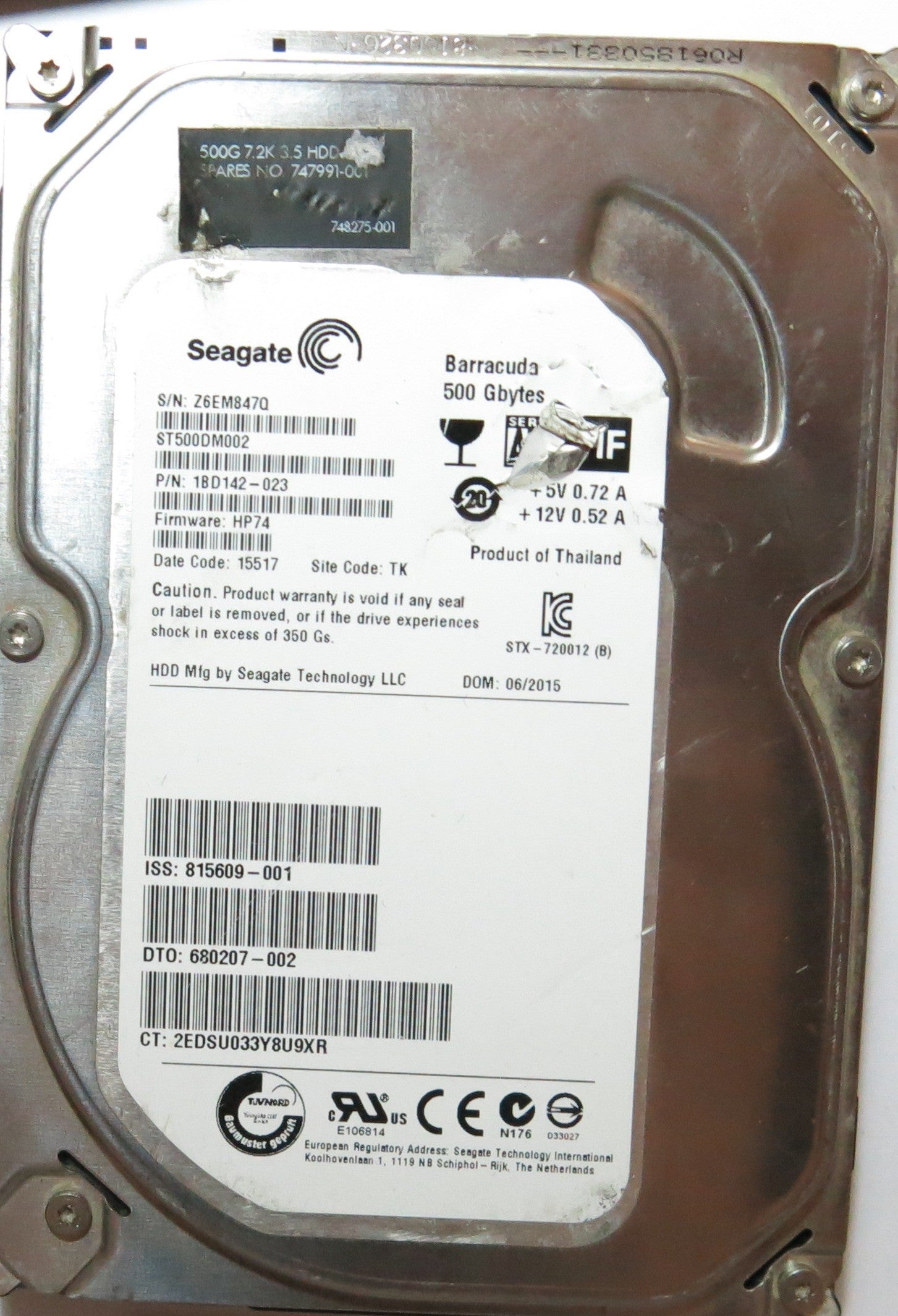 SEAGATE ST500DM002 FW  HP74 PCB