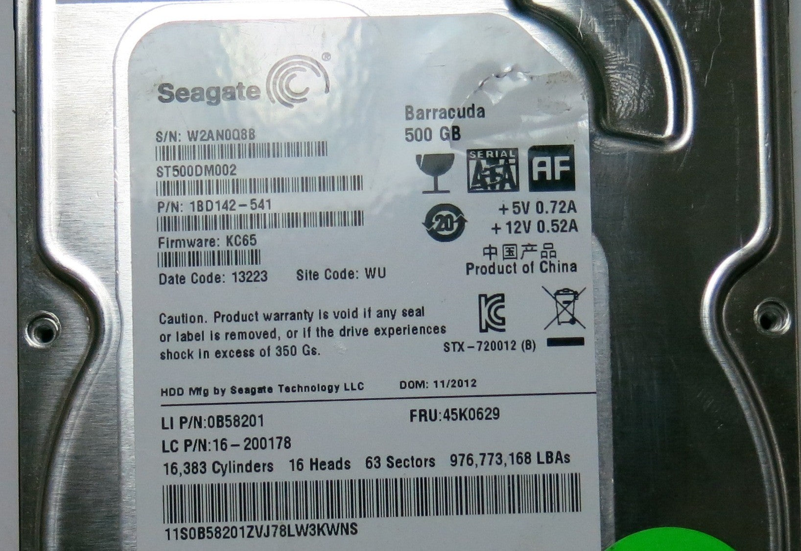 SEAGATE ST500DM002 FW KC65 100535704 REV C PCB