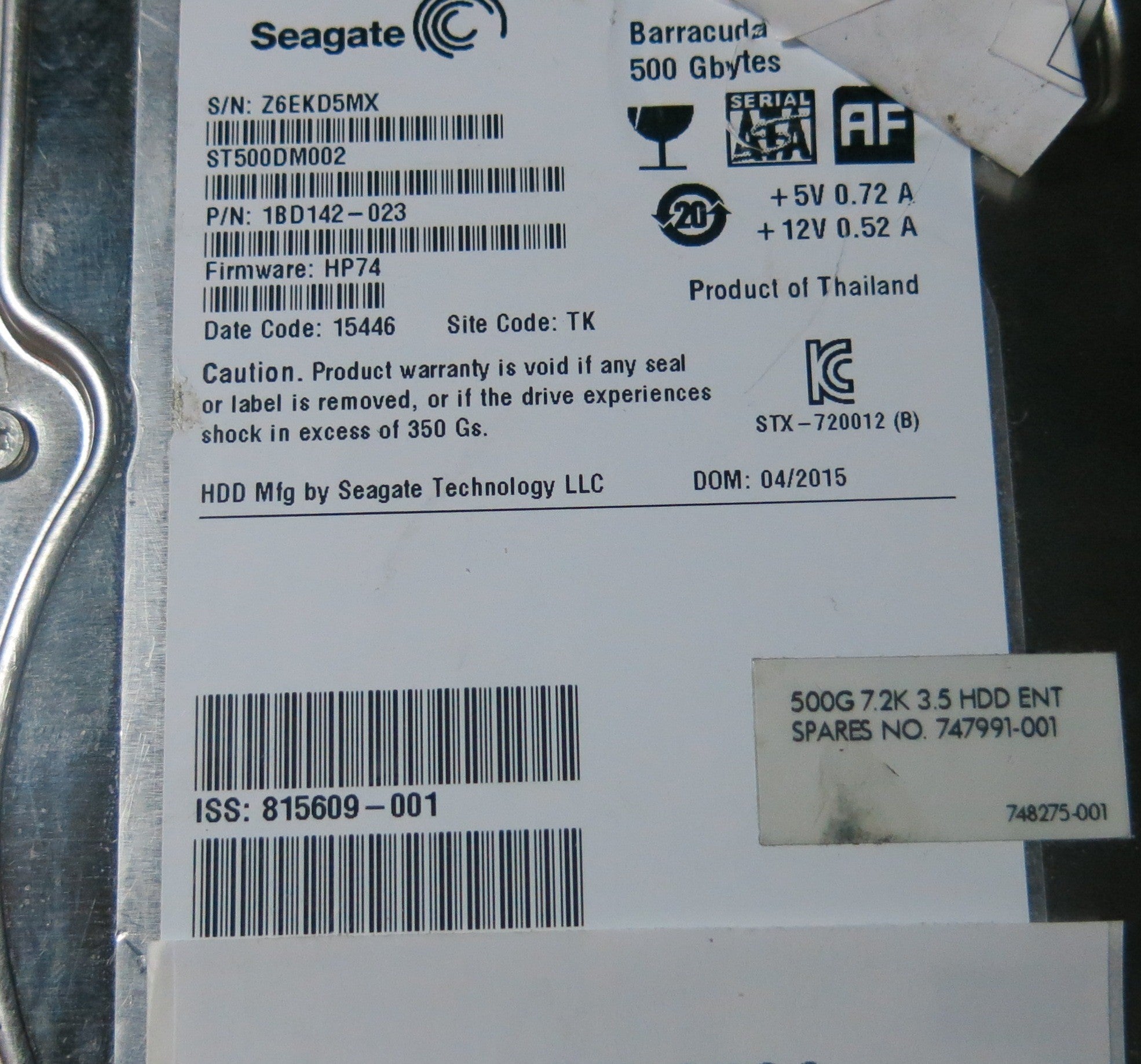 SEAGATE ST500DM002, HP74 PCB