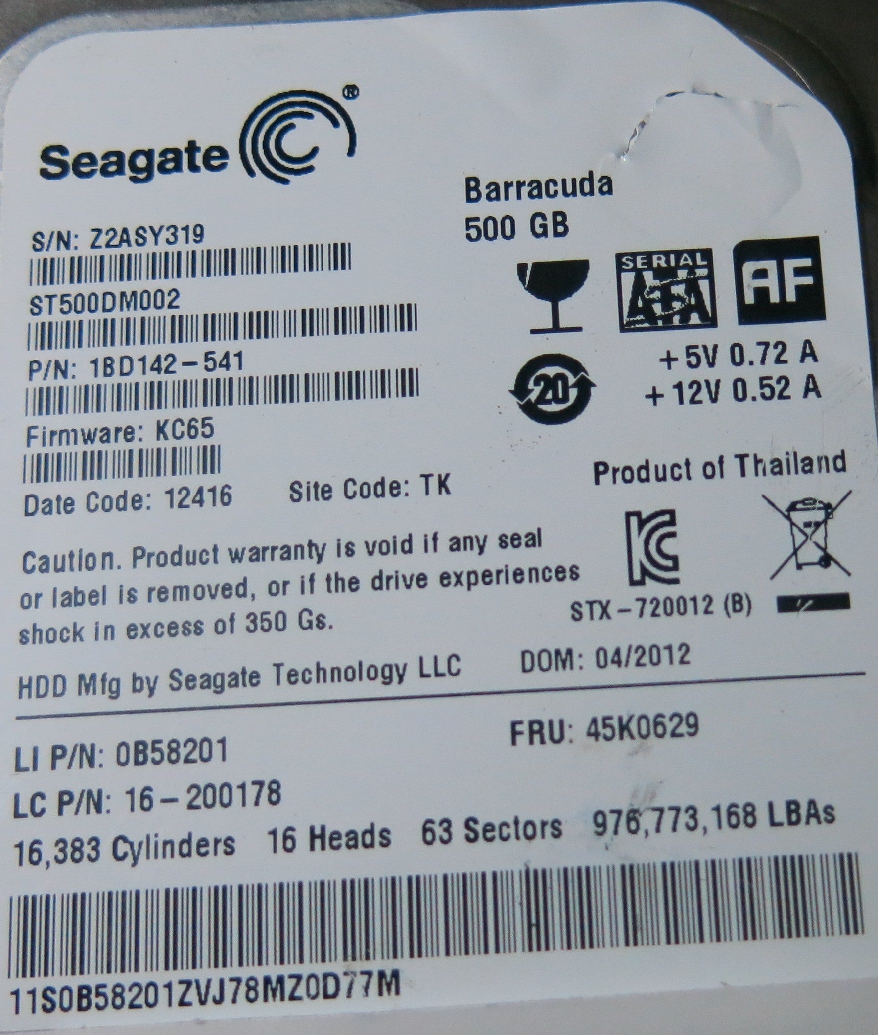 SEAGATE ST500DM002, KC65 PCB