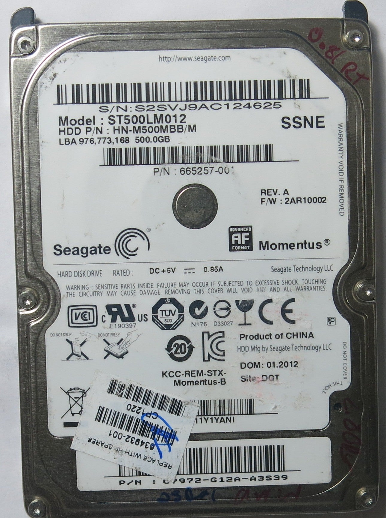 SEAGATE ST500LM012 PN HN-M500MBB/M BF41-00334A 00 PCB
