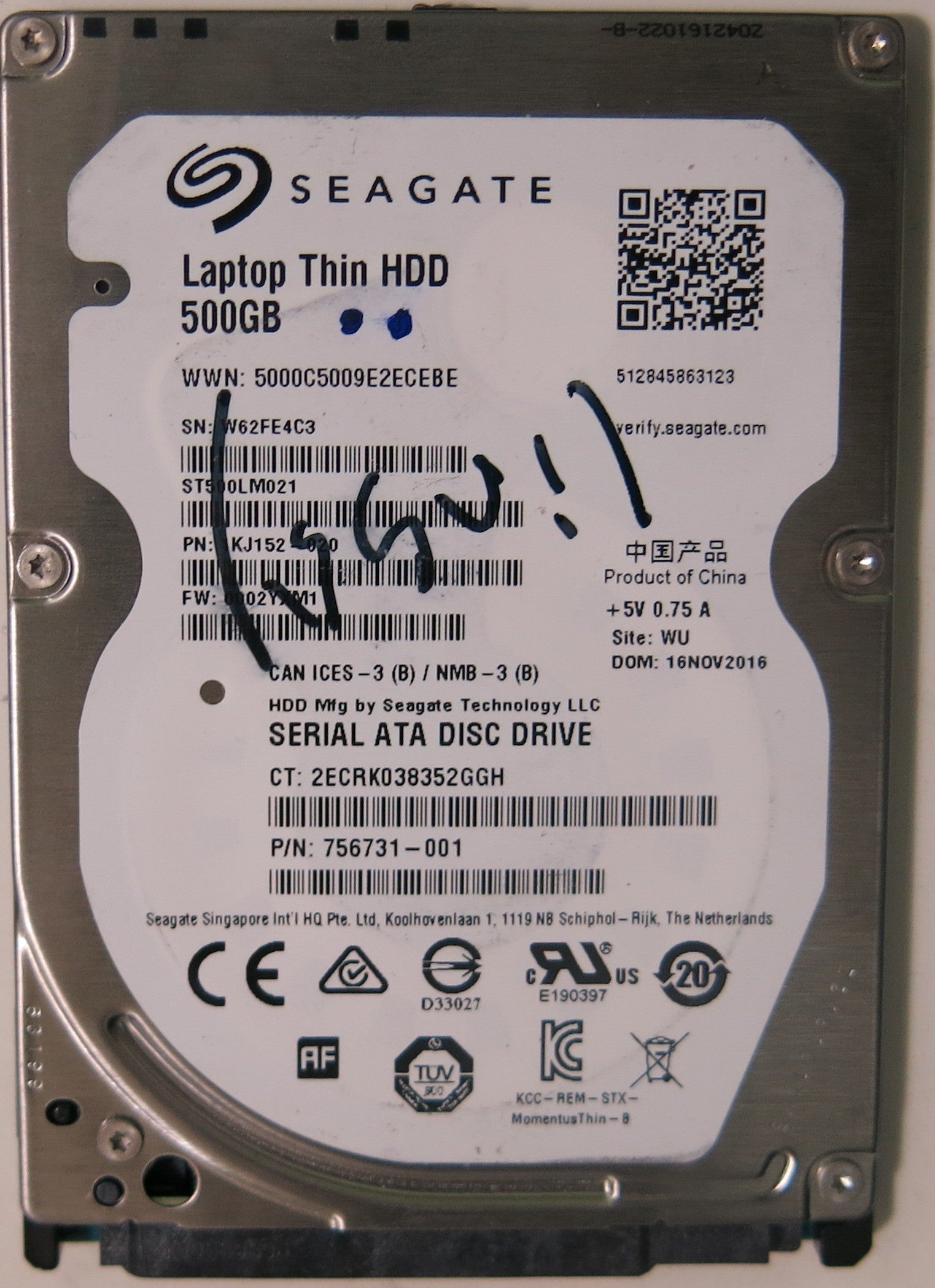 SEAGATE ST500LM021 PCB 100729420 REV B,  500.GB