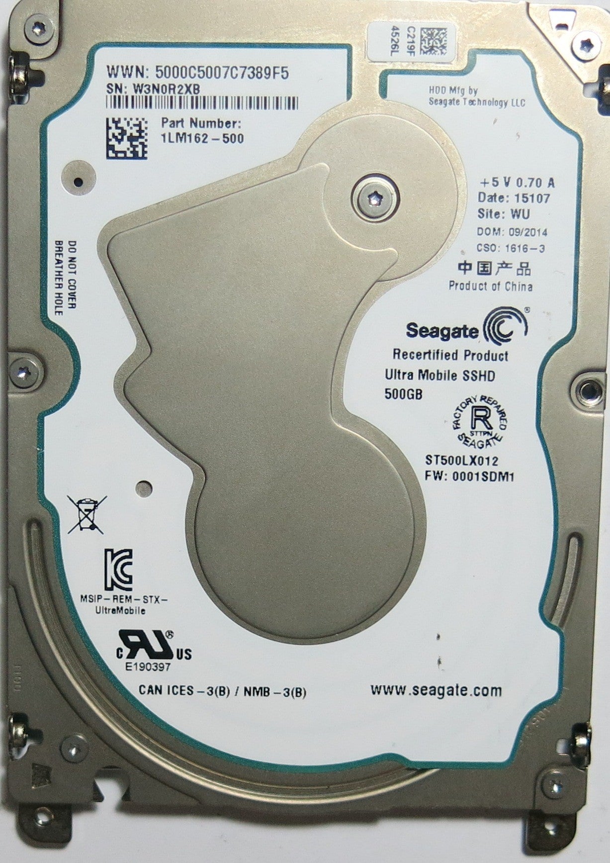 SEAGATE ST500LX012 FW  0001SDM1 PCB