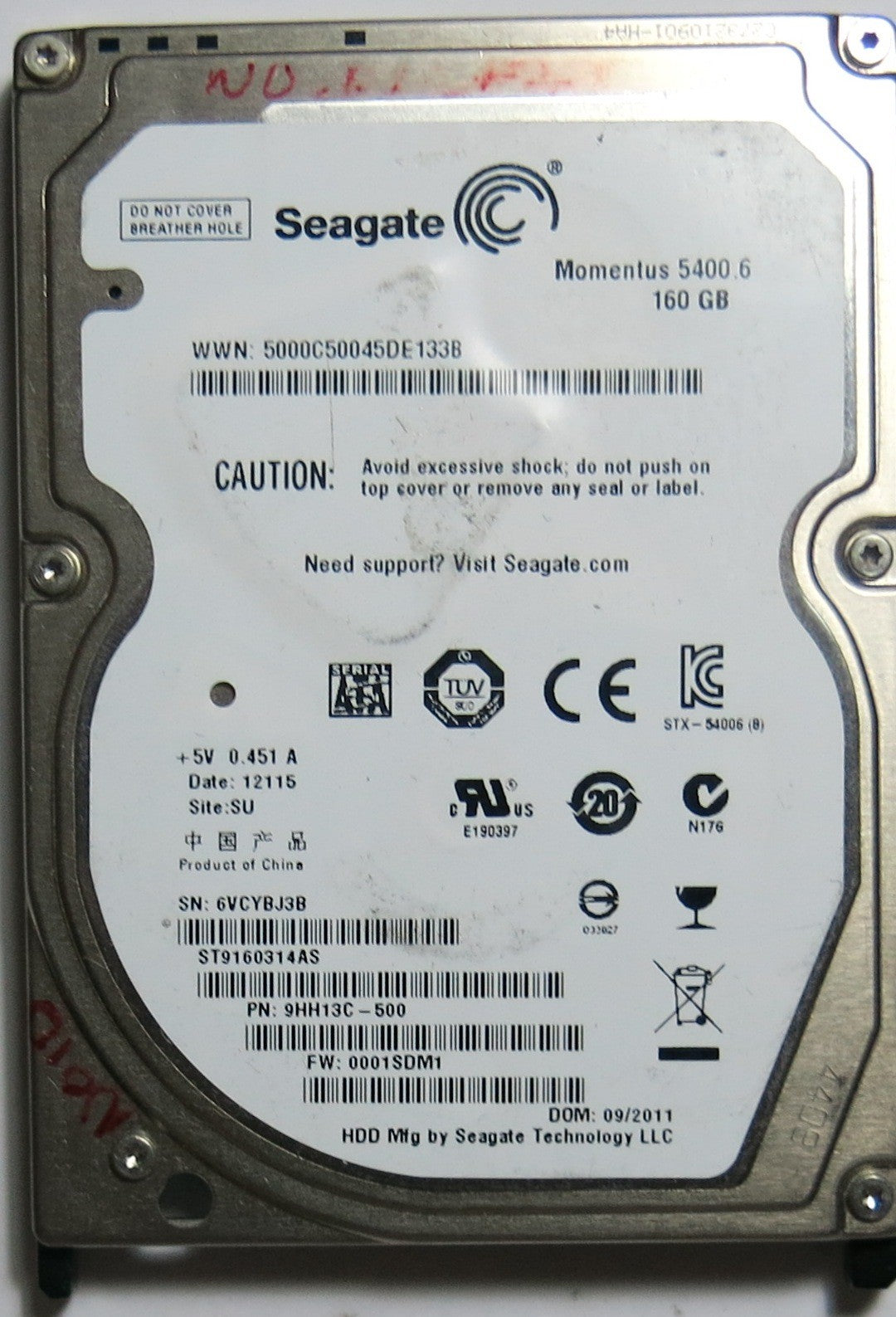 SEAGATE ST9160314AS FW  0001SDM1 PCB