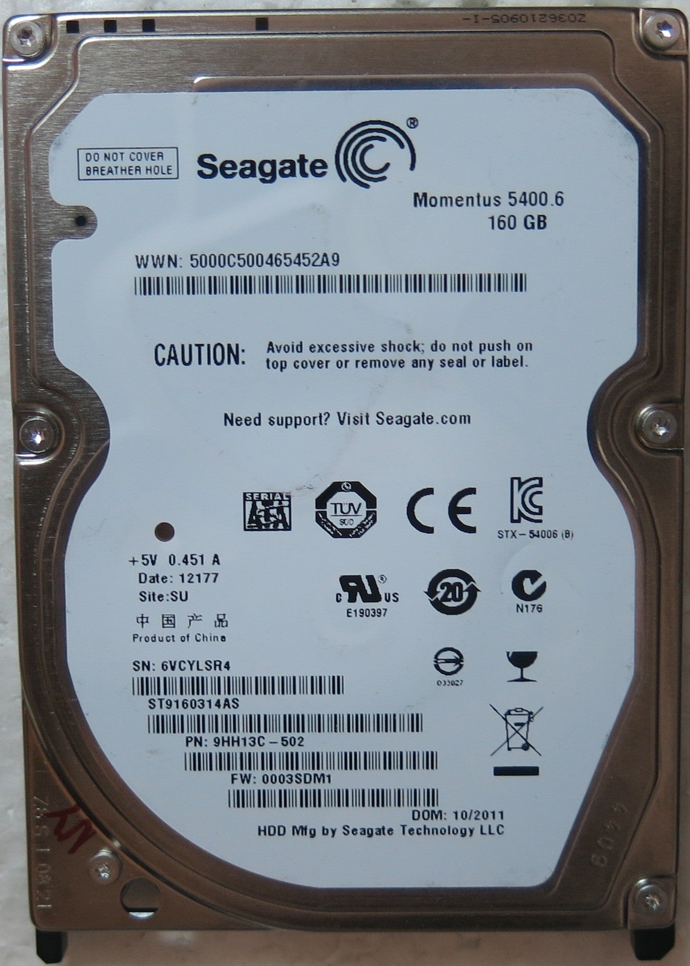 SEAGATE ST9160314AS FW 0003SDM1, 100536286 REV E PCB