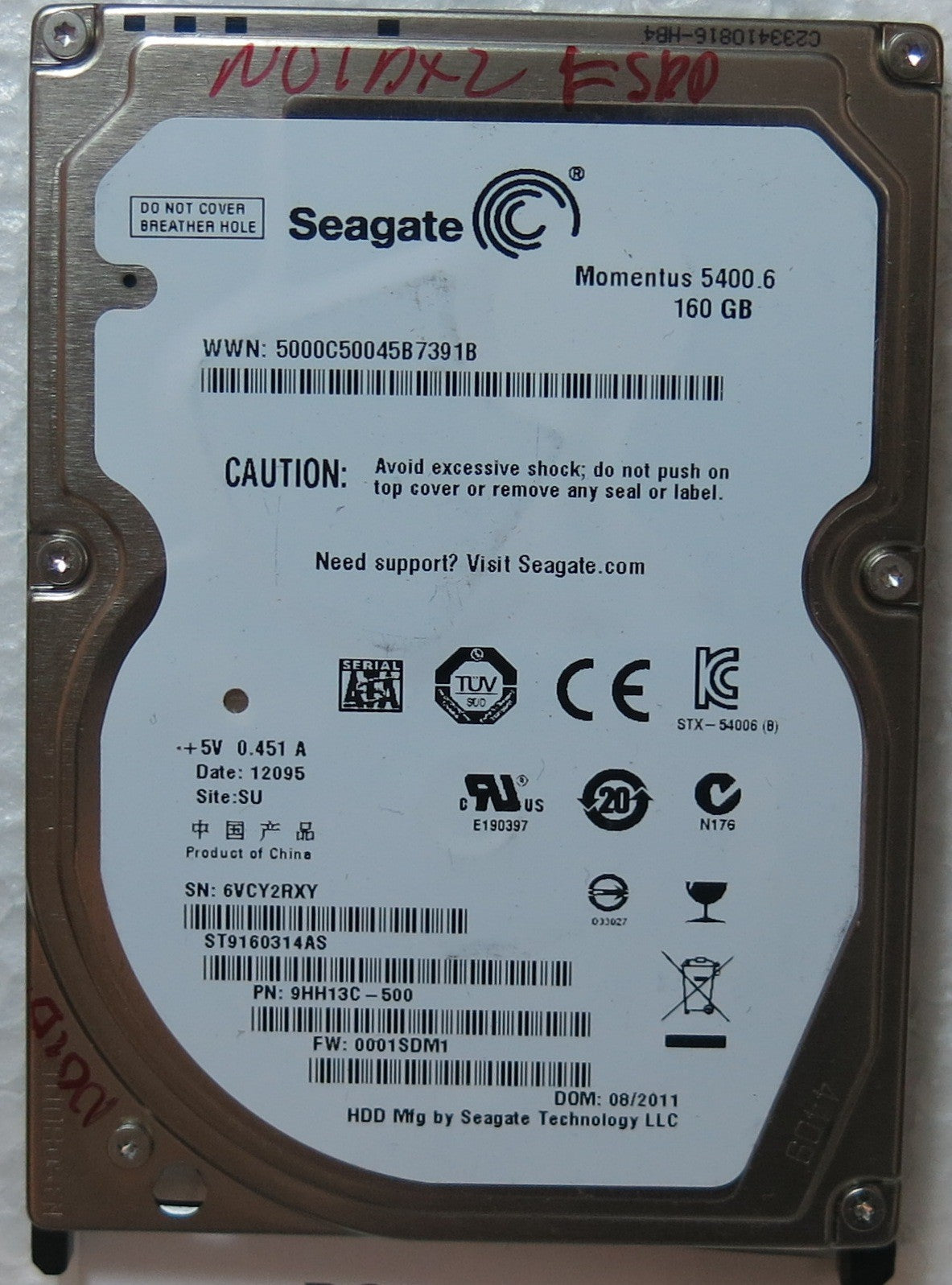 SEAGATE ST9160314AS FW 0003SDM1 100536286 REV E PCB