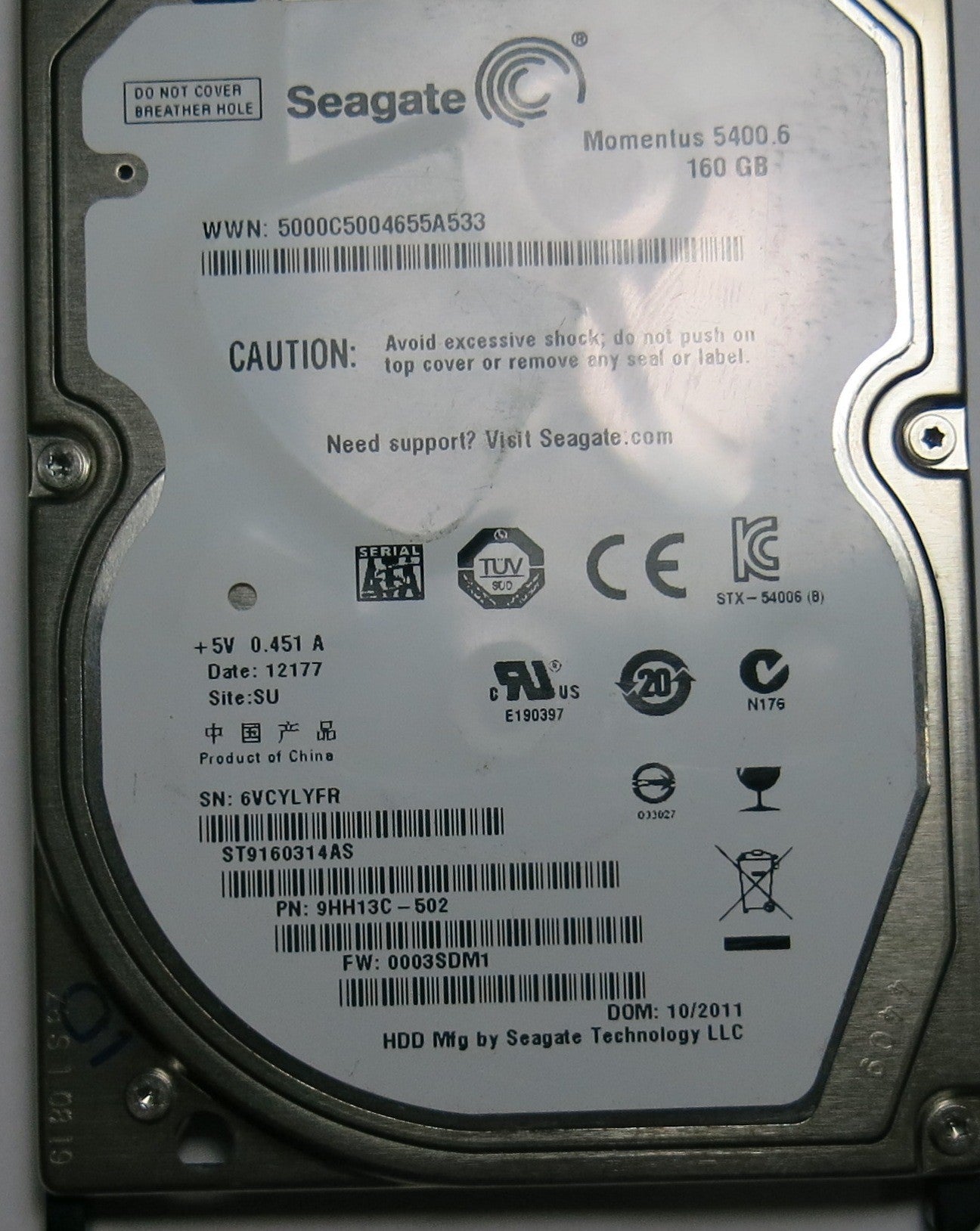 SEAGATE ST9160314AS FW 0003SDM1 100536286 REV E PCB