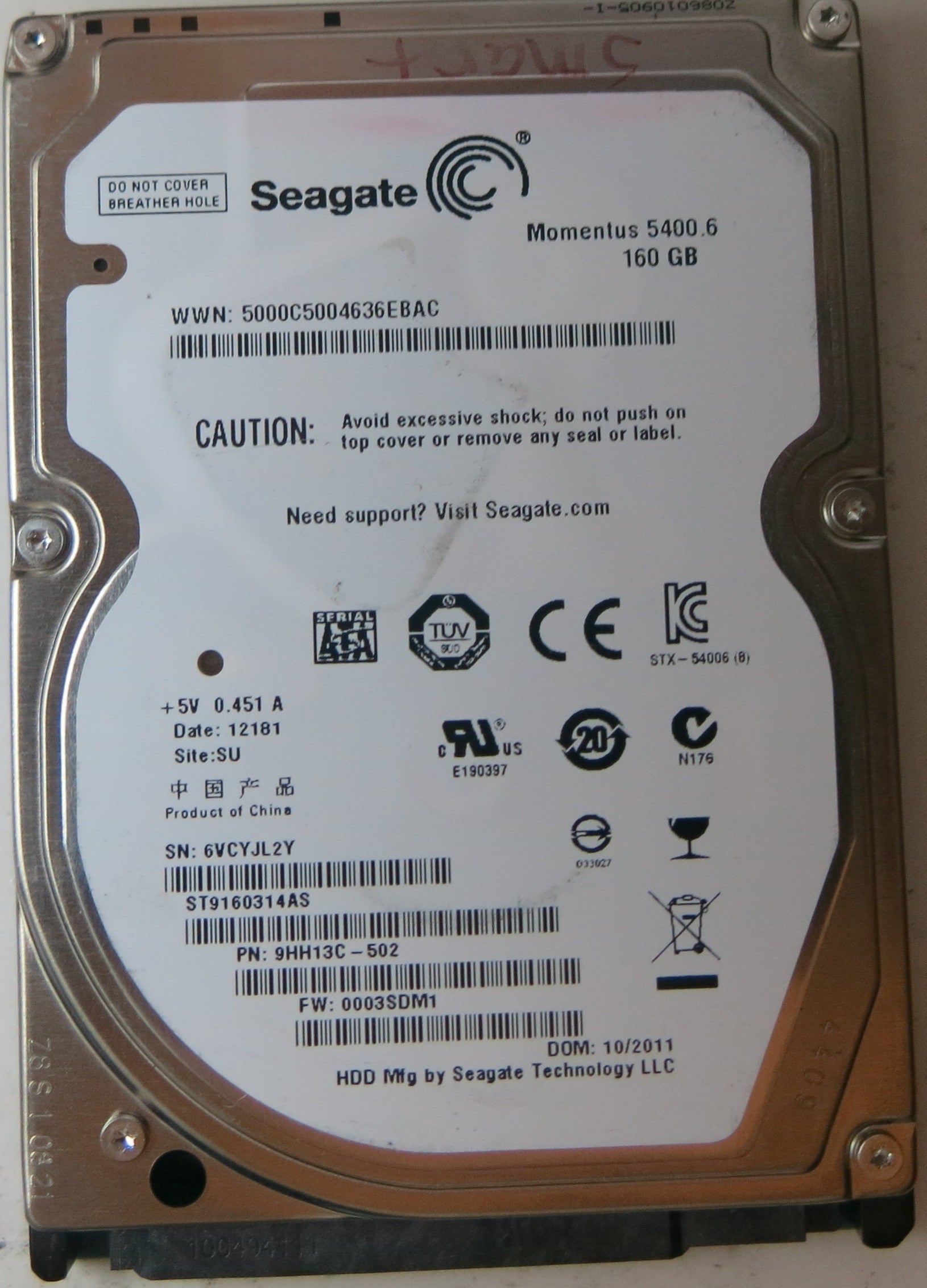 ST9160314AS PN 9HH13C-502FW 0003SDM1 160 GB