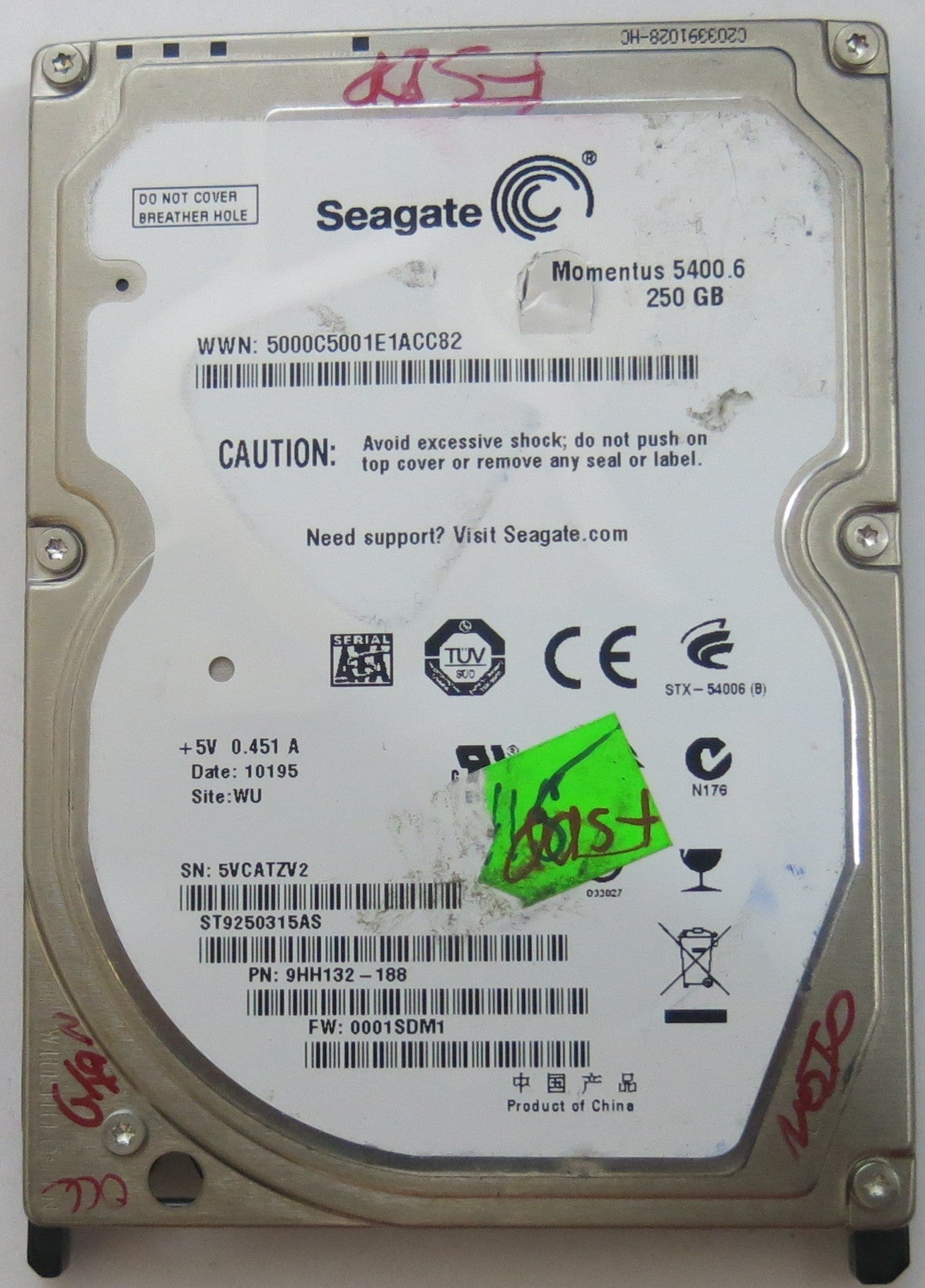 SEAGATE ST9250315AS FW 0001SDM1 100536286 REV E PCB