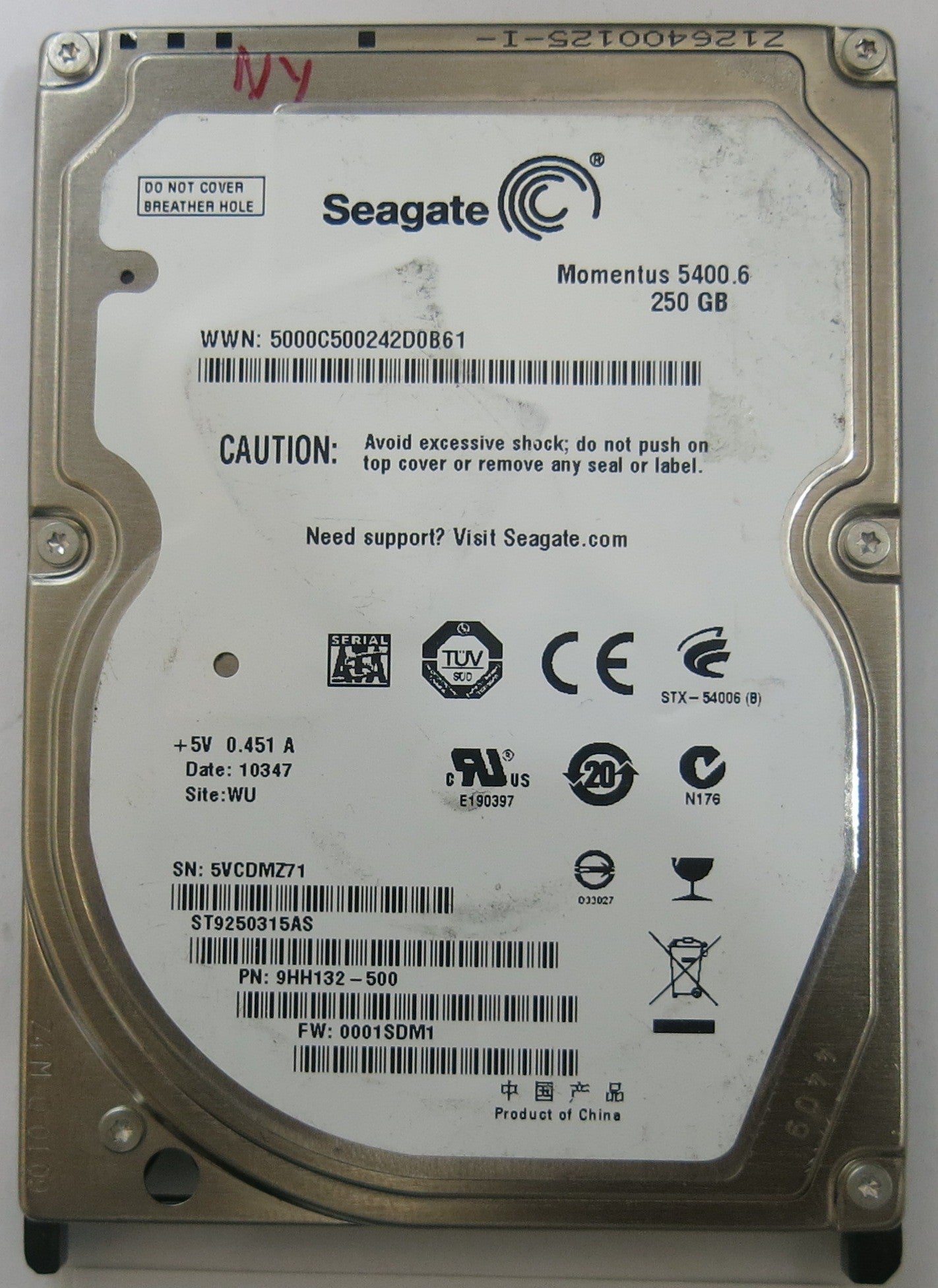SEAGATE ST9250315AS FW 0001SDM1 100536286 REV E PCB