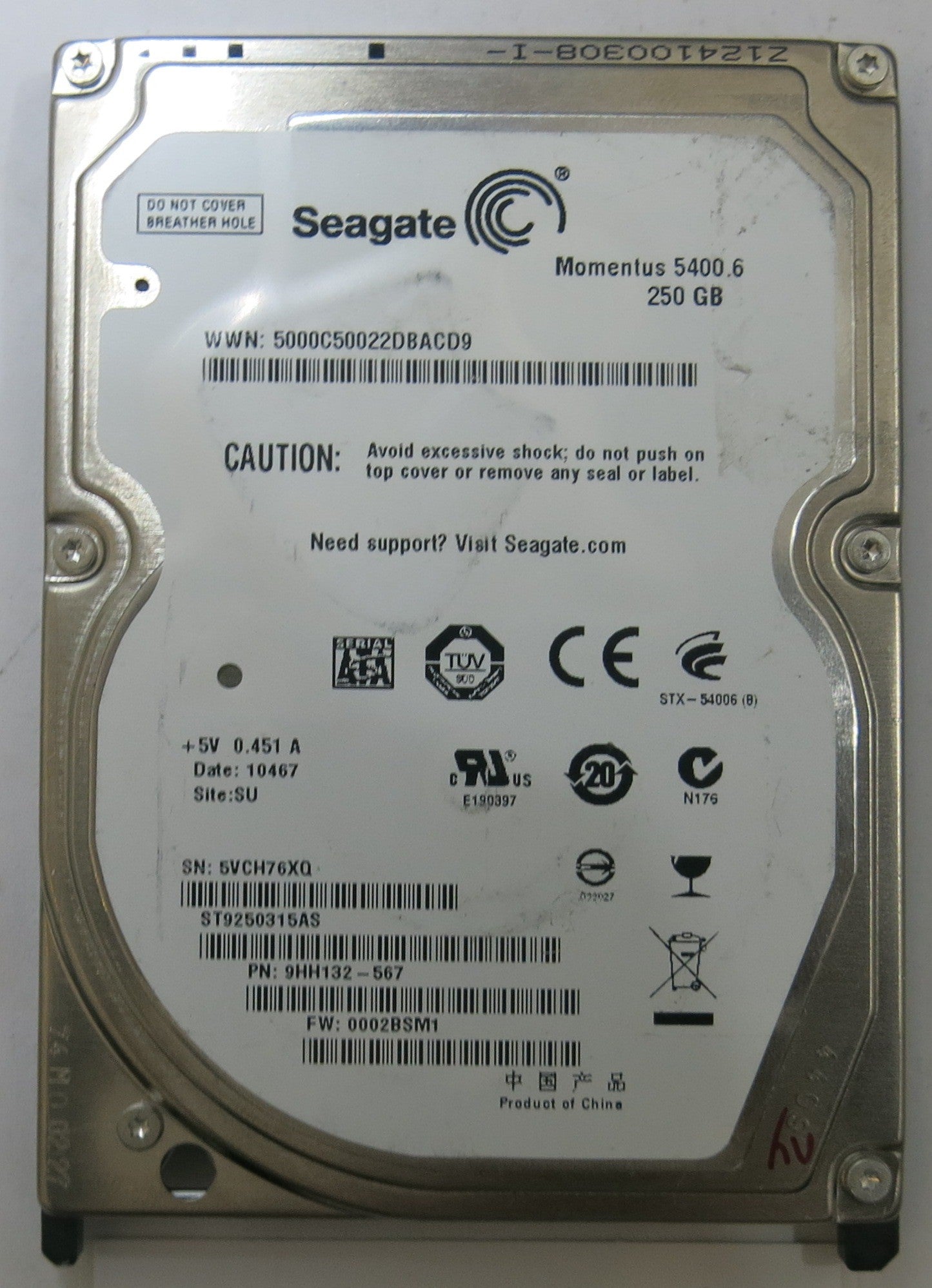 SEAGATE ST9250315AS FW 0002BSM1 100535597 REV D PCB