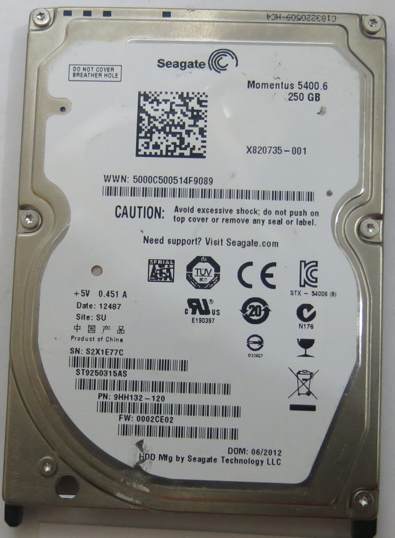 SEAGATE ST9250315AS FW 0002CE02 100660535 REV B PCB