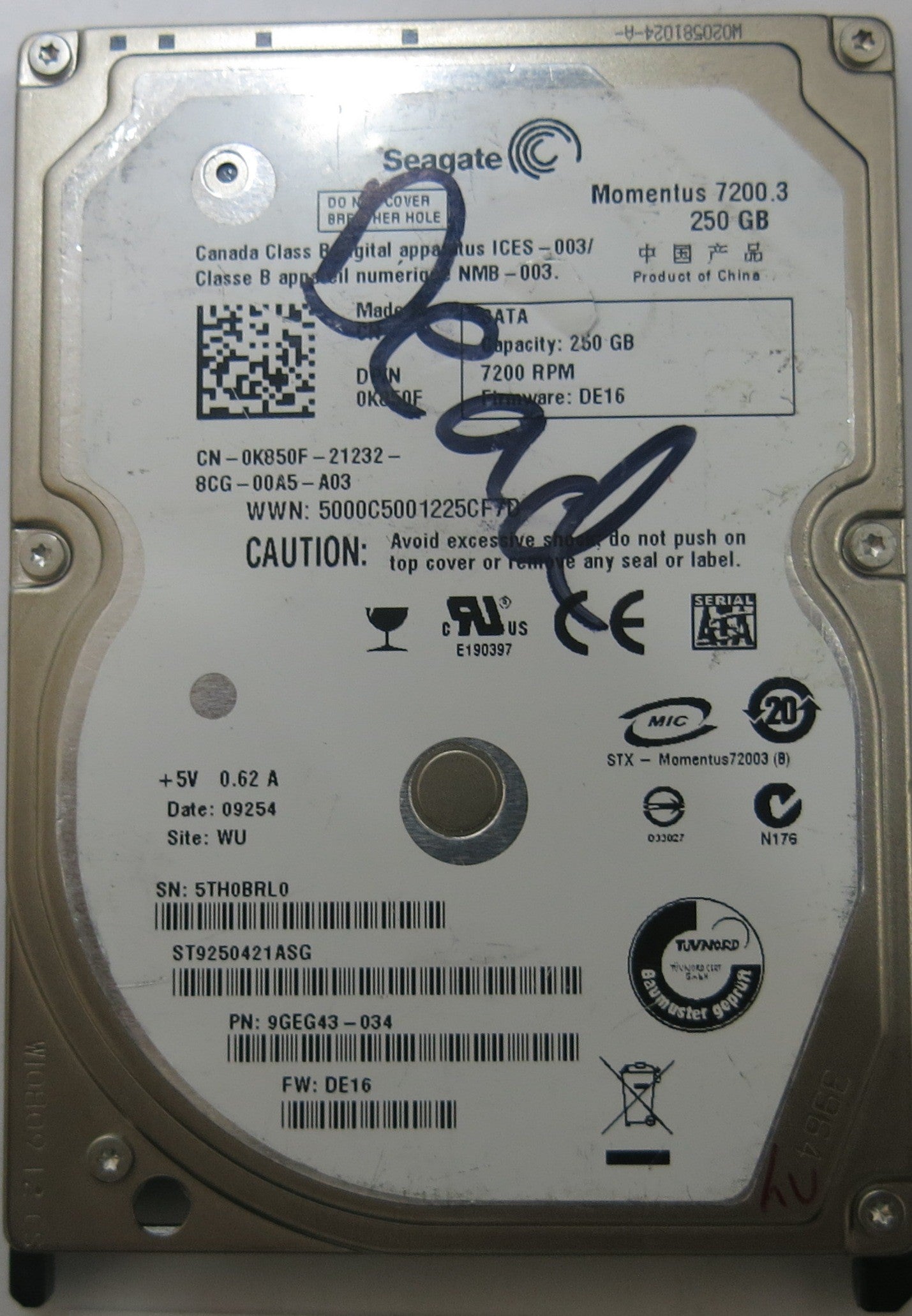 SEAGATE ST9250421ASG FW DE16 100513573 REV B PCB