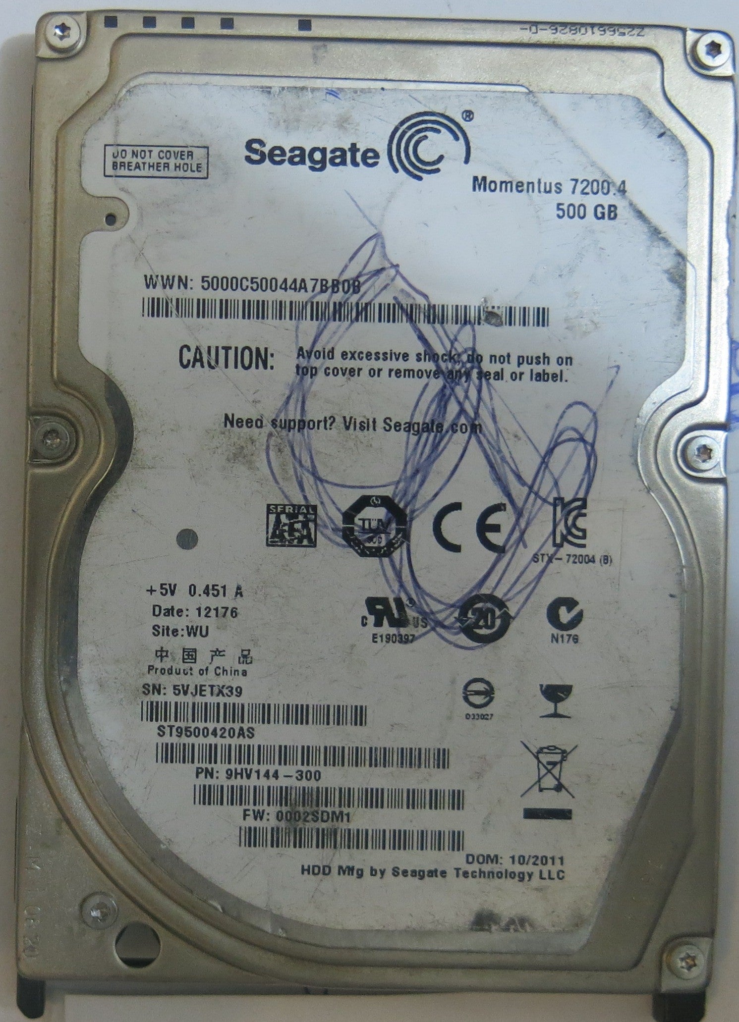 SEAGATE ST9500420AS FW 0002SDM1 100565308 REV A PCB