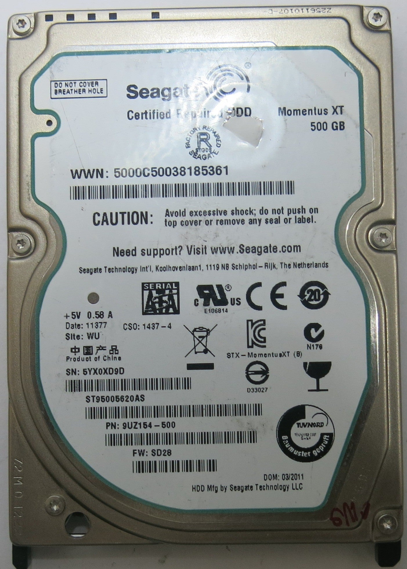 SEAGATE ST95005620AS FW SD28 100612797 REV A PCB