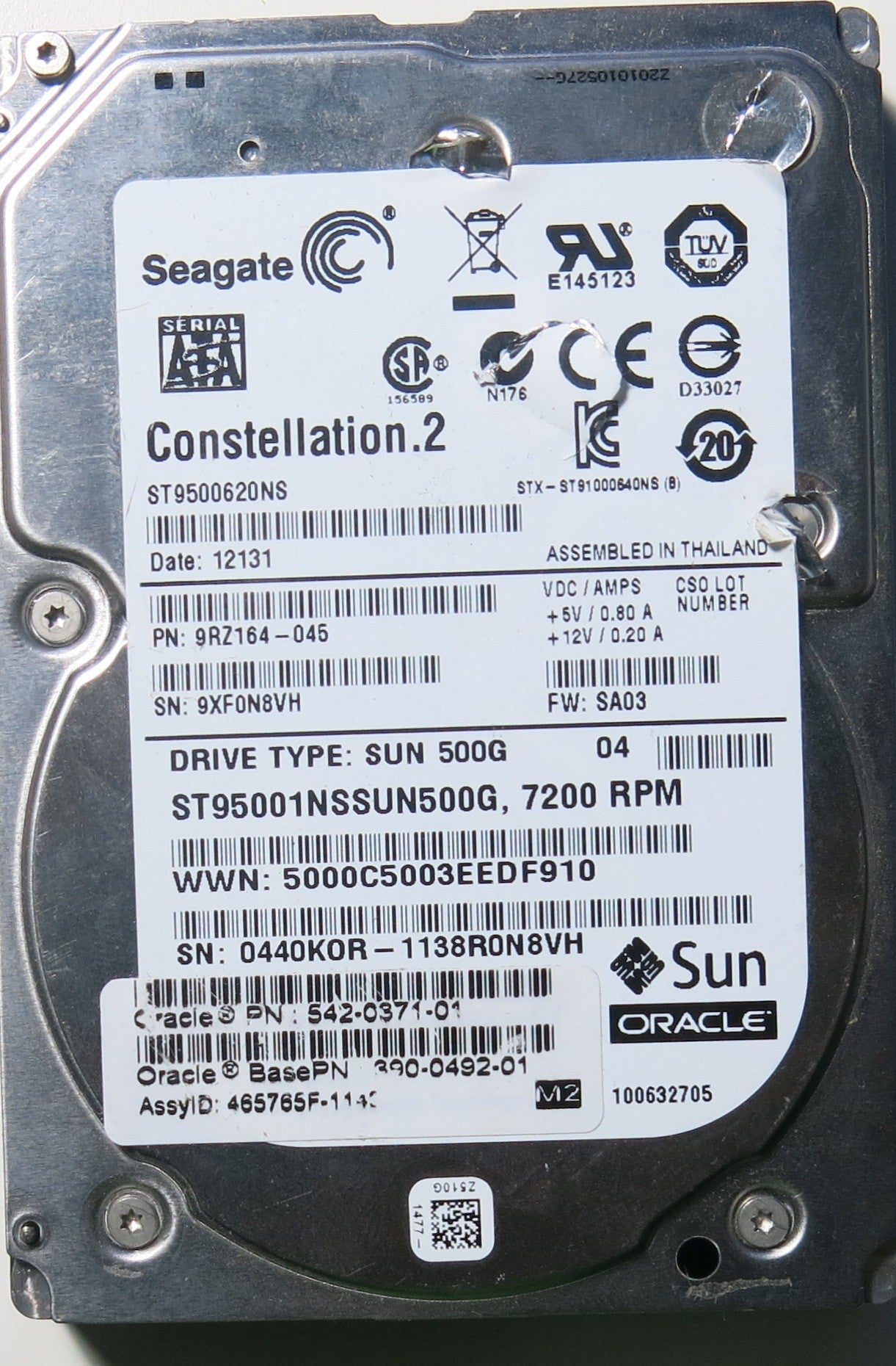 SEAGATE ST9500620NS, SA03 PCB
