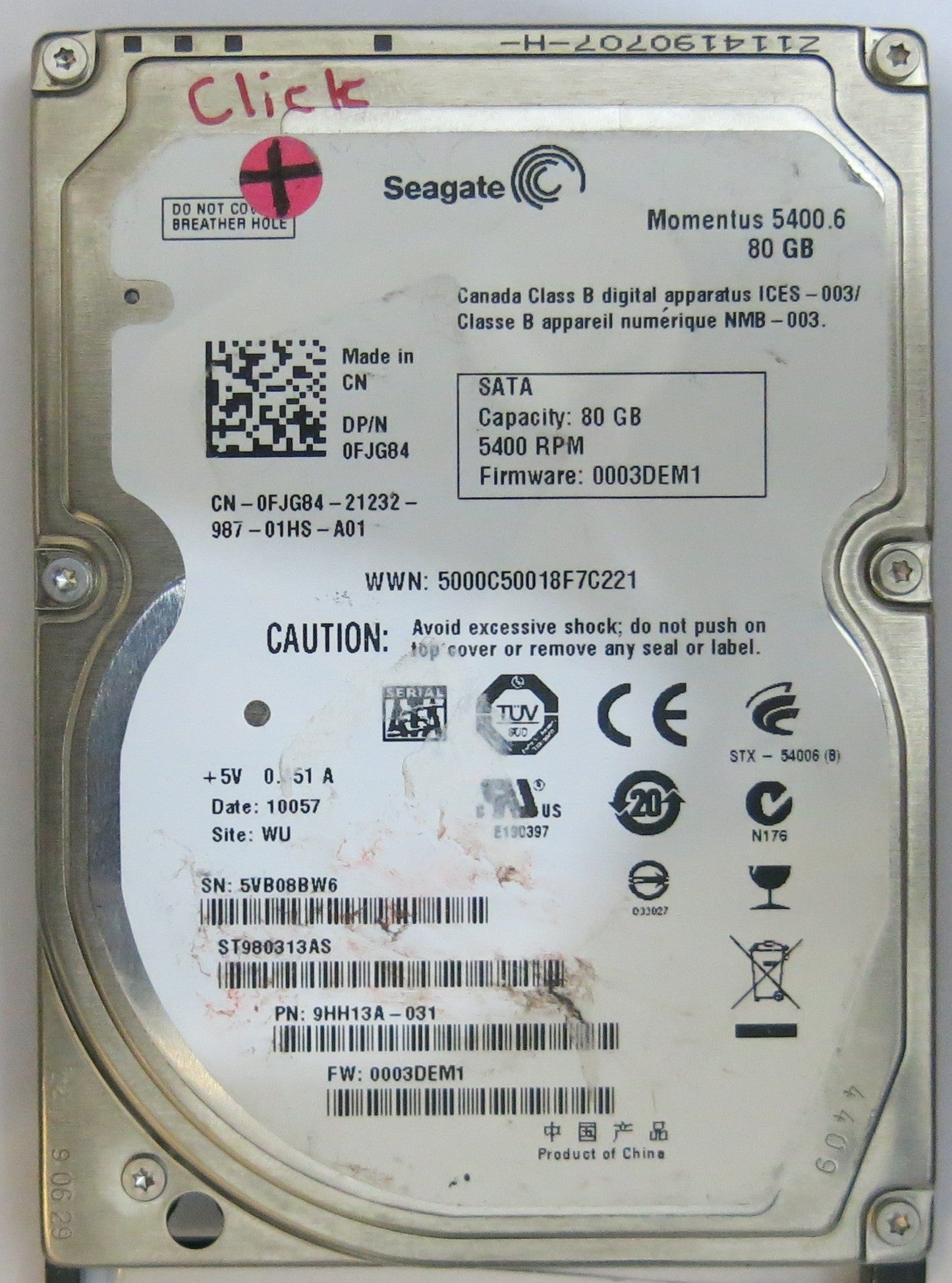 SEAGATE ST980313AS FW 0003DEM1 100536286 REV E PCB