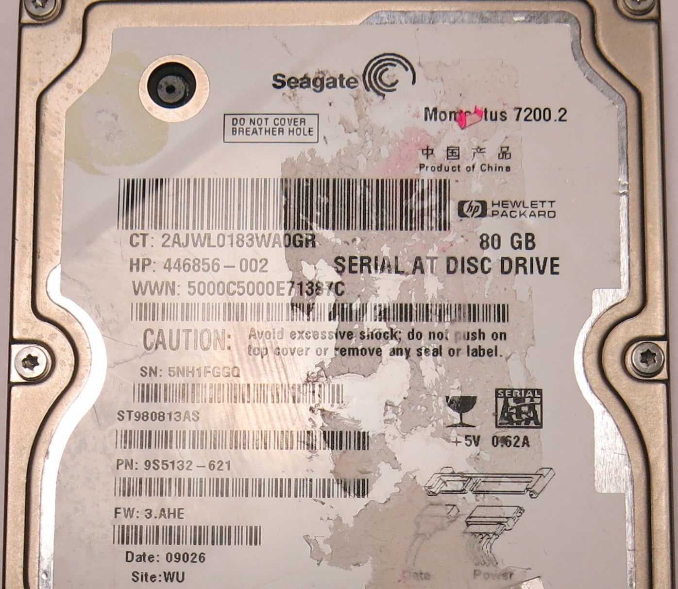 SEAGATE ST980813AS FW 3.AHE 1004305080 REV D PCB