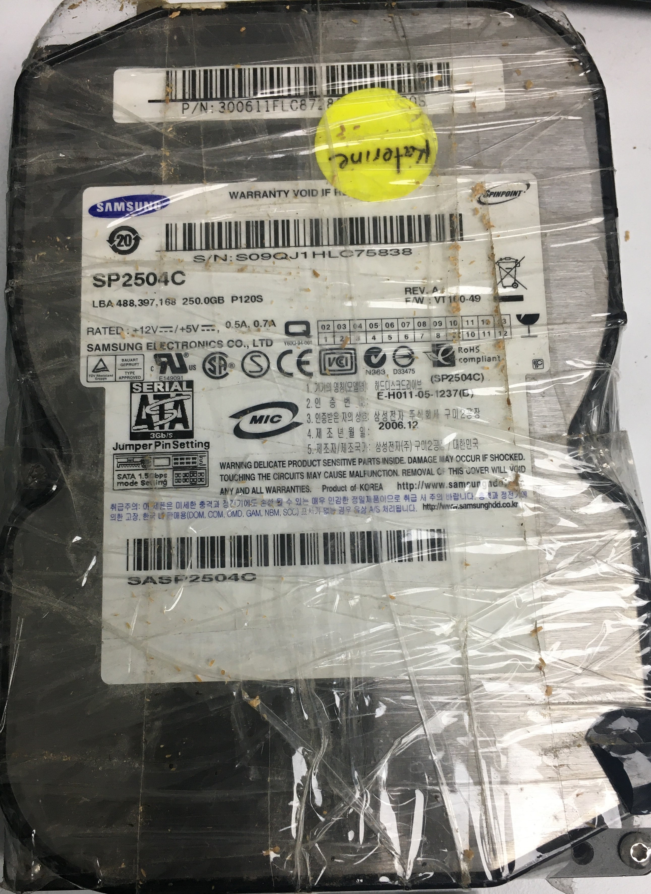 SP2504C, S09QJ1HLC75838, 250GB 3.5, PCB: BF41-00086A