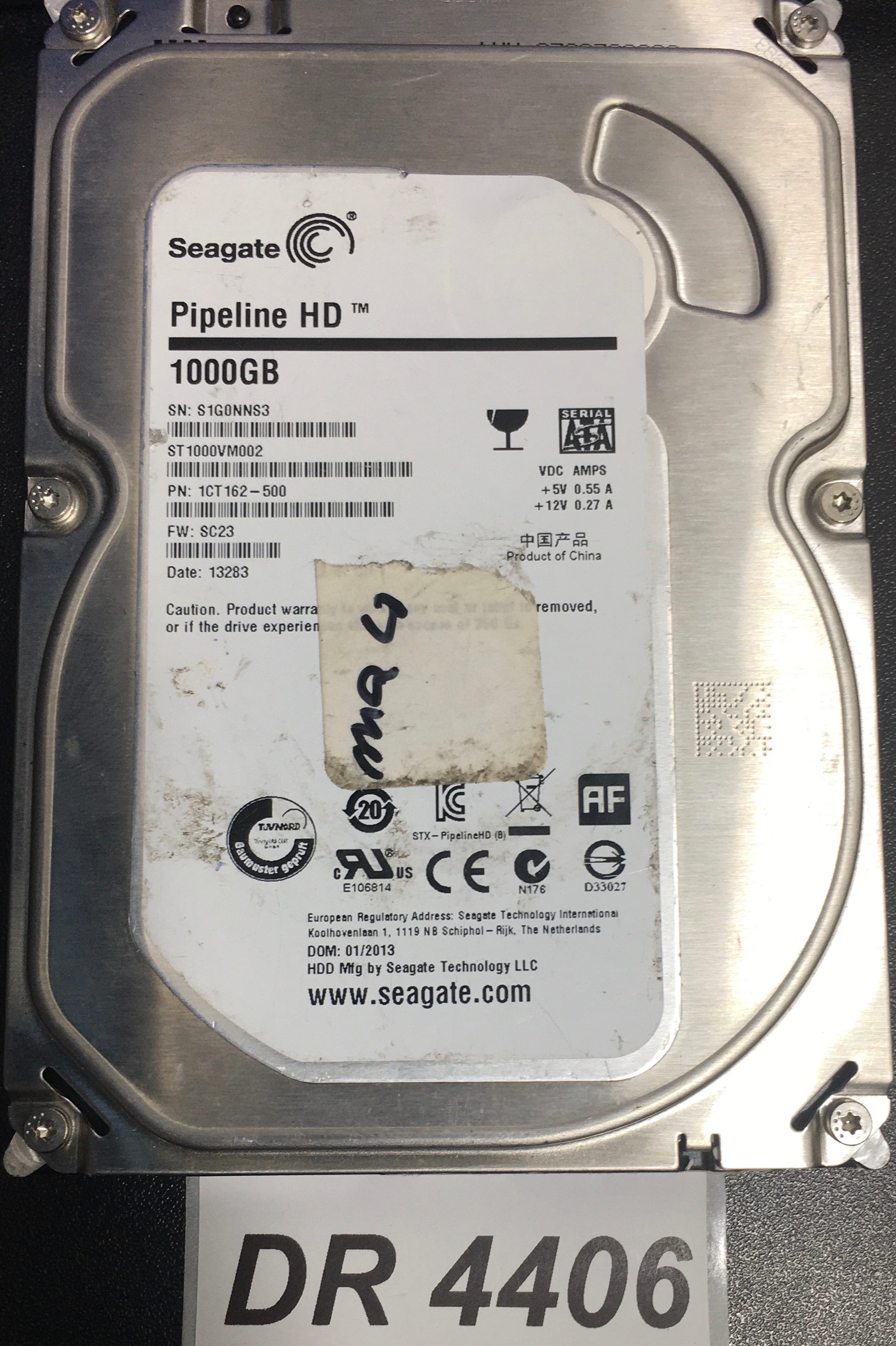 ST000VM002, P/N: 1CCT162-500,  FW:SC23, Serial;: S1G0NNS3,  350GB 3.5,  PCB:100687658 REV A