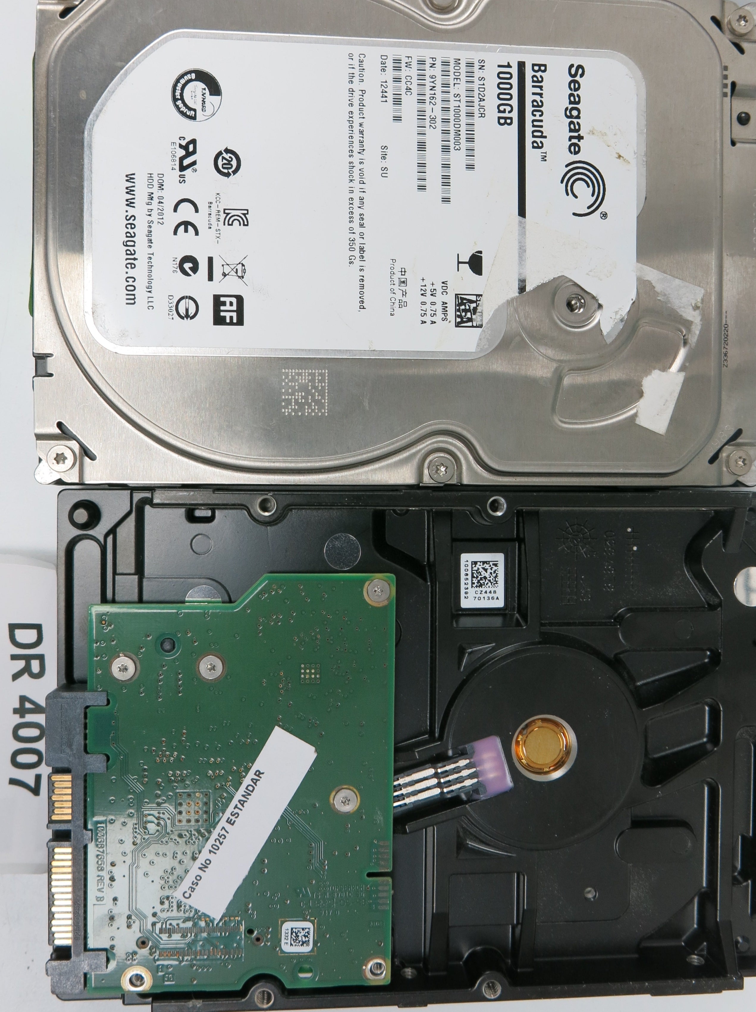 ST1000DM003, P/N: 1CH162-300, FW: CC43, Serial: Z1D2EASF, 1000GB 3.5, PCB: 100687658 REV B