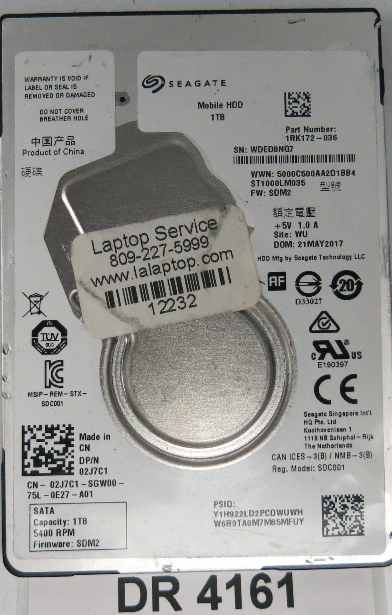 ST1000LM035, P/N: 1RK172-036, FW: SDM2, Serial: WDD8NQ7, 1TB 3.5, PCB: 100809471 REV