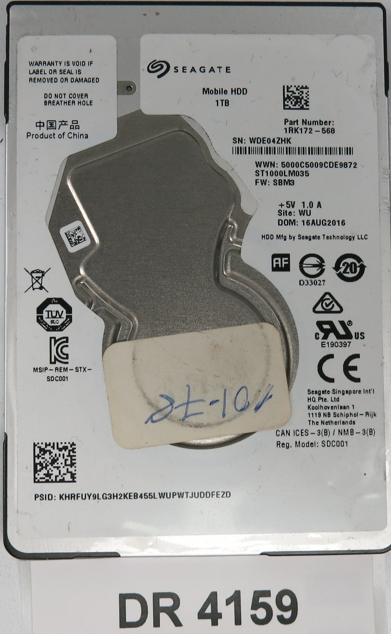 ST1000LM035, P/N: 1RK172-568, FW: SBM3, Serial: WD04ZHK, 1TB 3.5, PCB: 100799274 REV